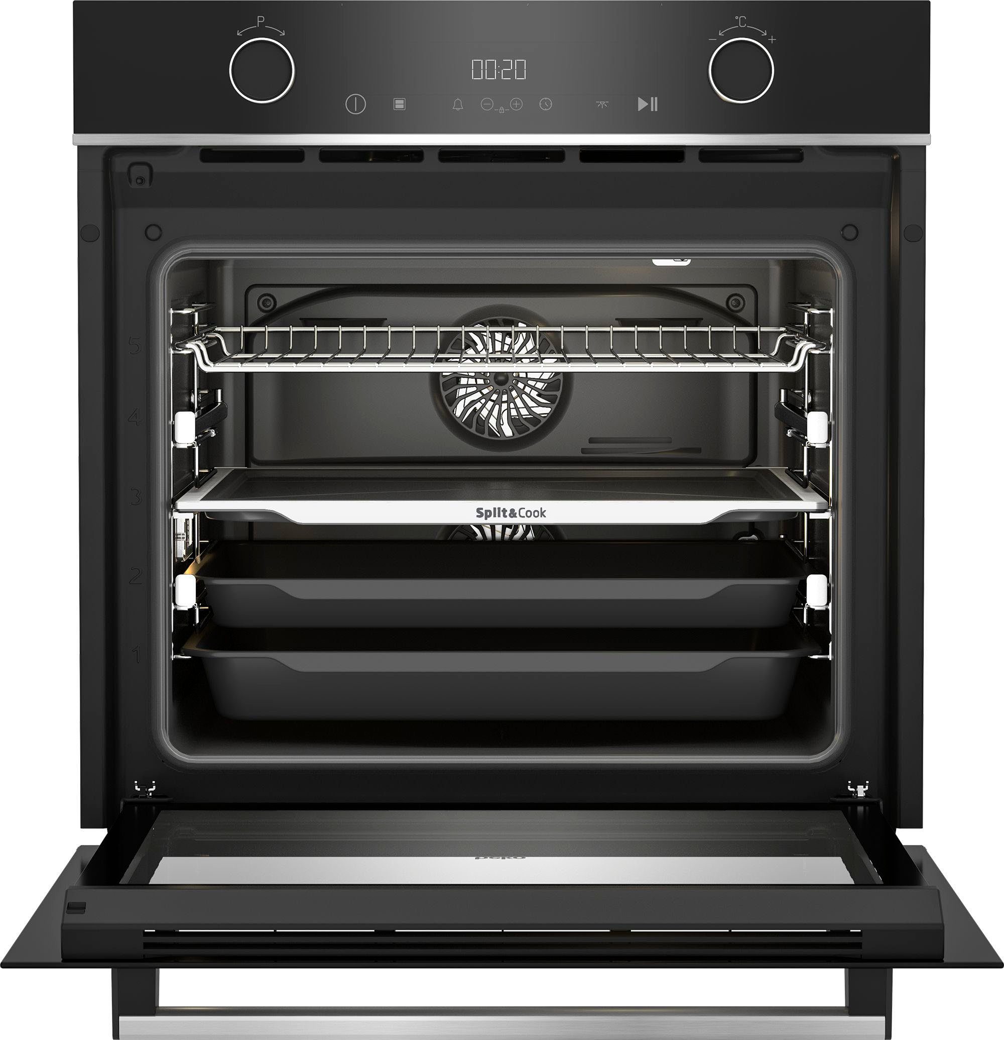 BEKO Einbaubackofen BBVM13400XDS, mit 2-fach-Teleskopauszug, SteamShine, Split&Cook