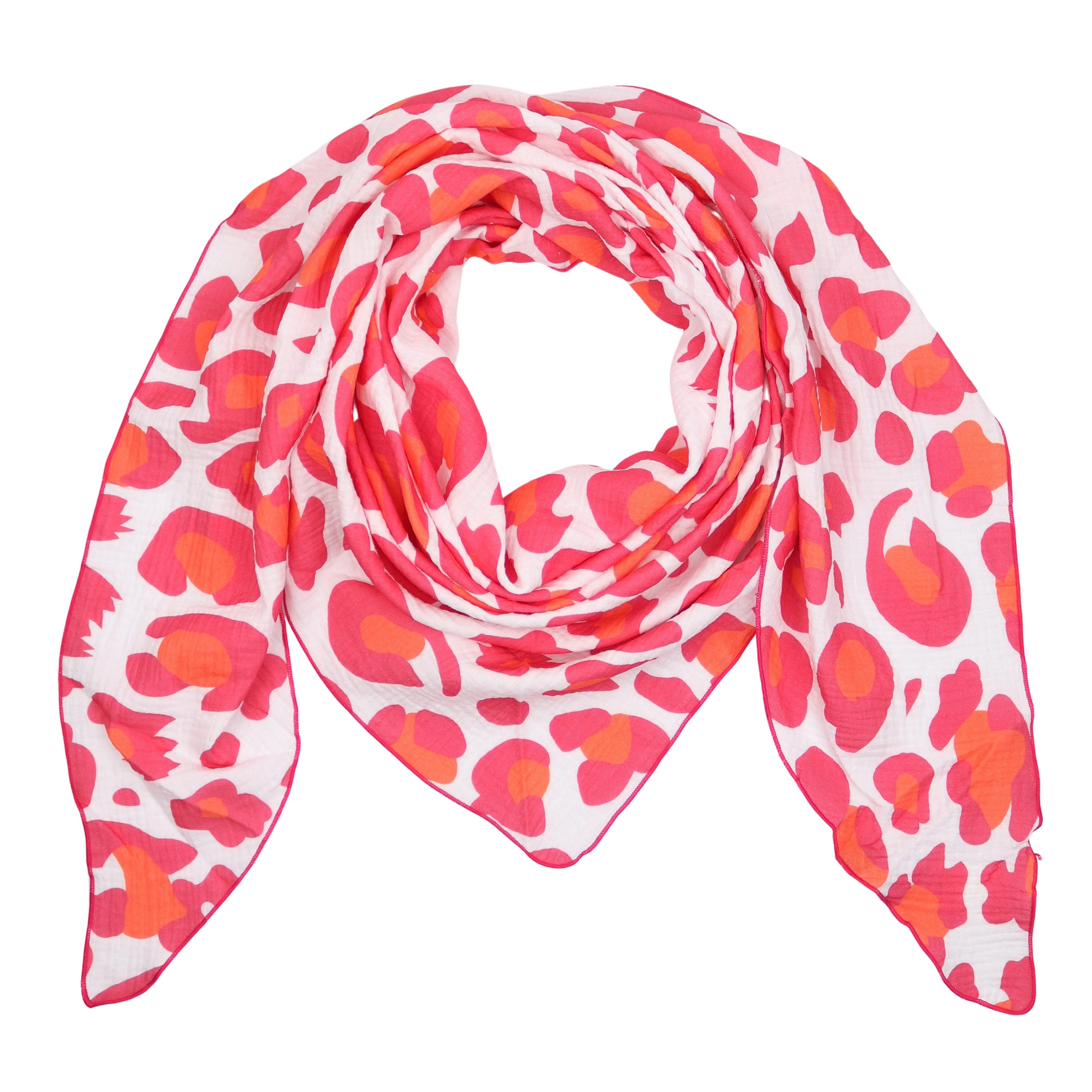 Dreieckstuch Aus Musellin Dreiecksschal ca.195x90 cm, Made in Italy Leopard