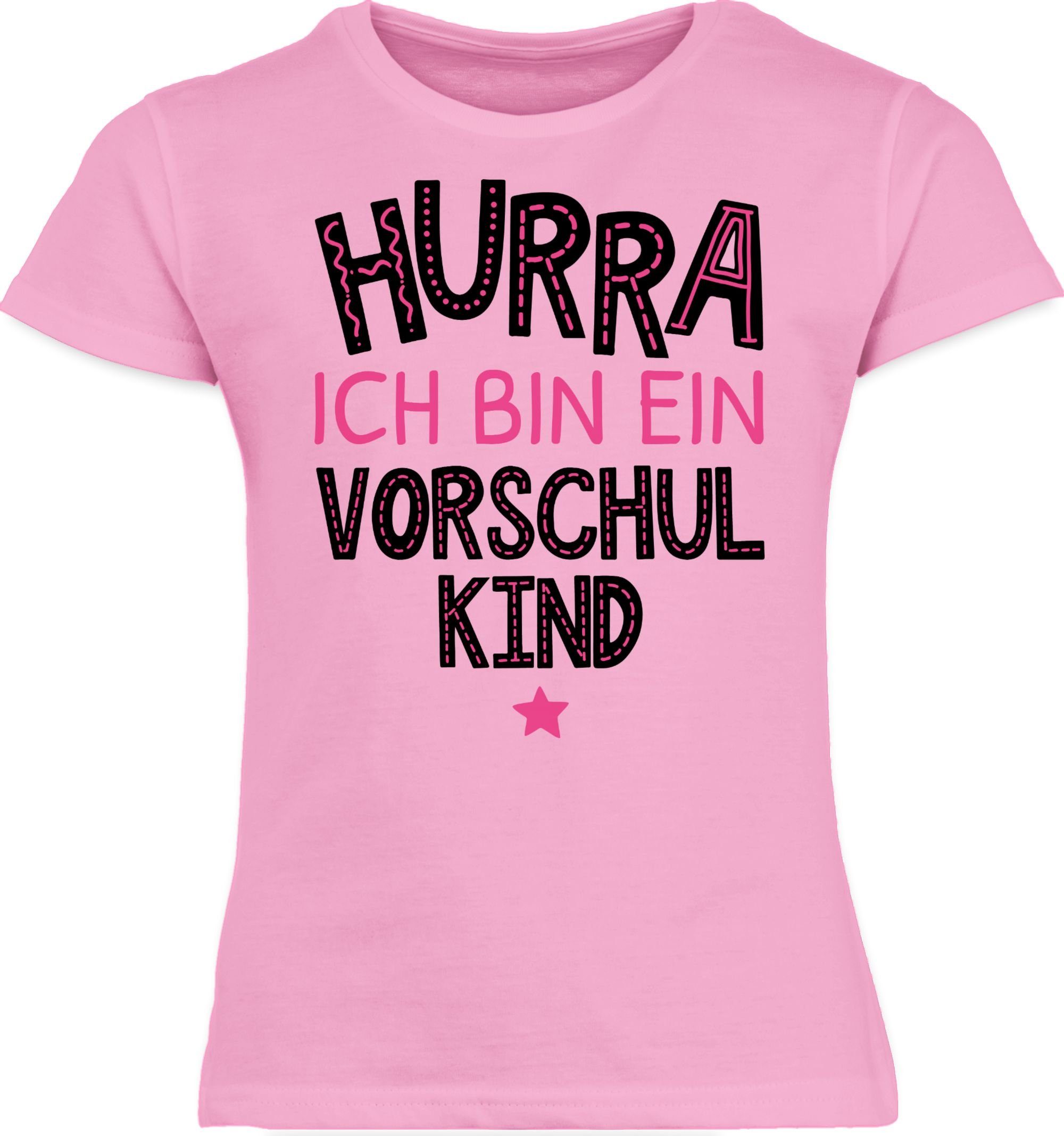 Shirtracer T-Shirt »Hurra ich bin ein Vorschulkind pink