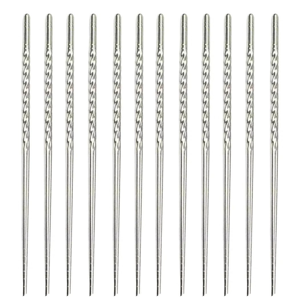EUROBATT Sp. z o.o. Essstäbchen 12x Essstäbchen Edelstahl Set Japanisch Chinesisch Küche 22,5 cm