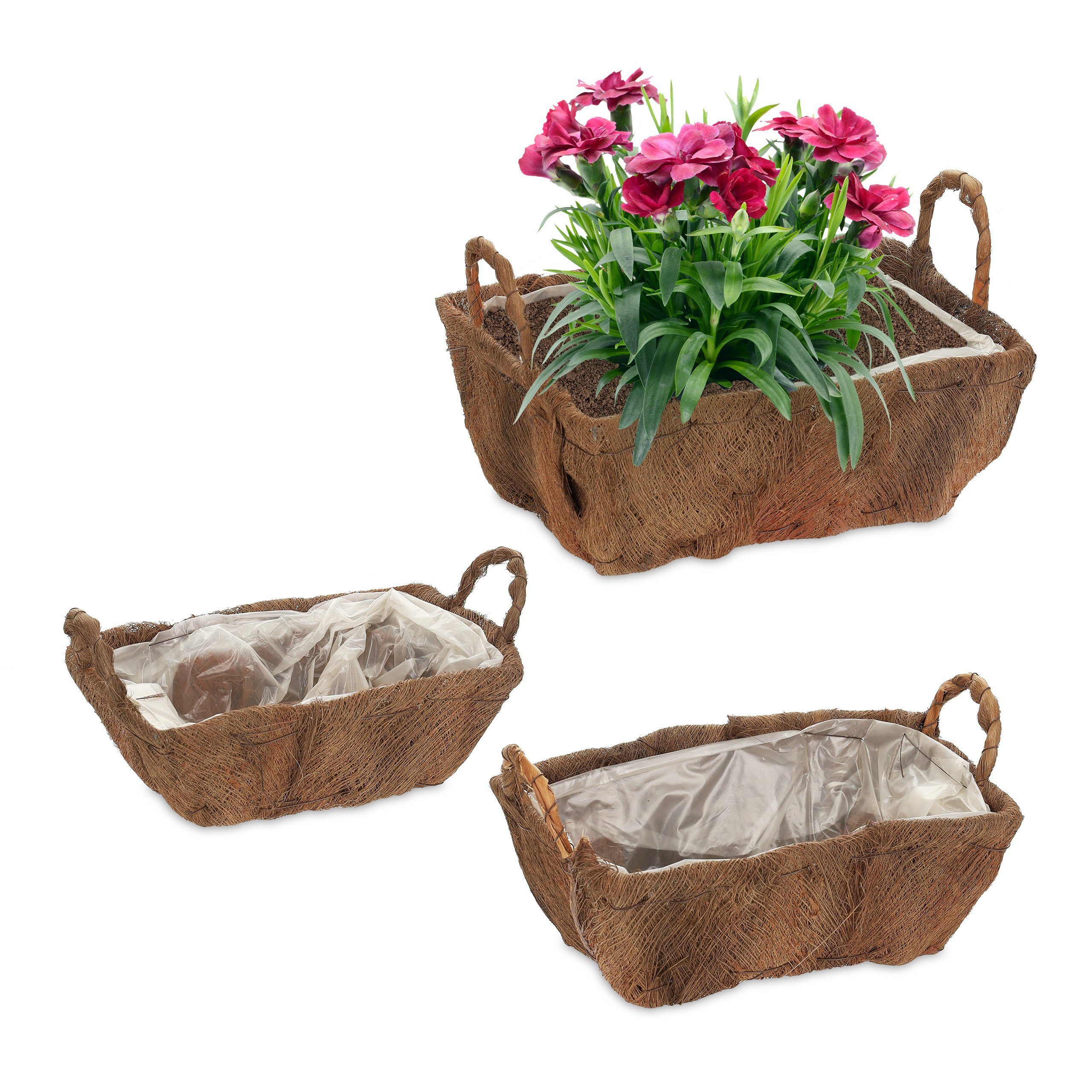 relaxdays Blumenkasten Blumenkasten Balkon 3er Set