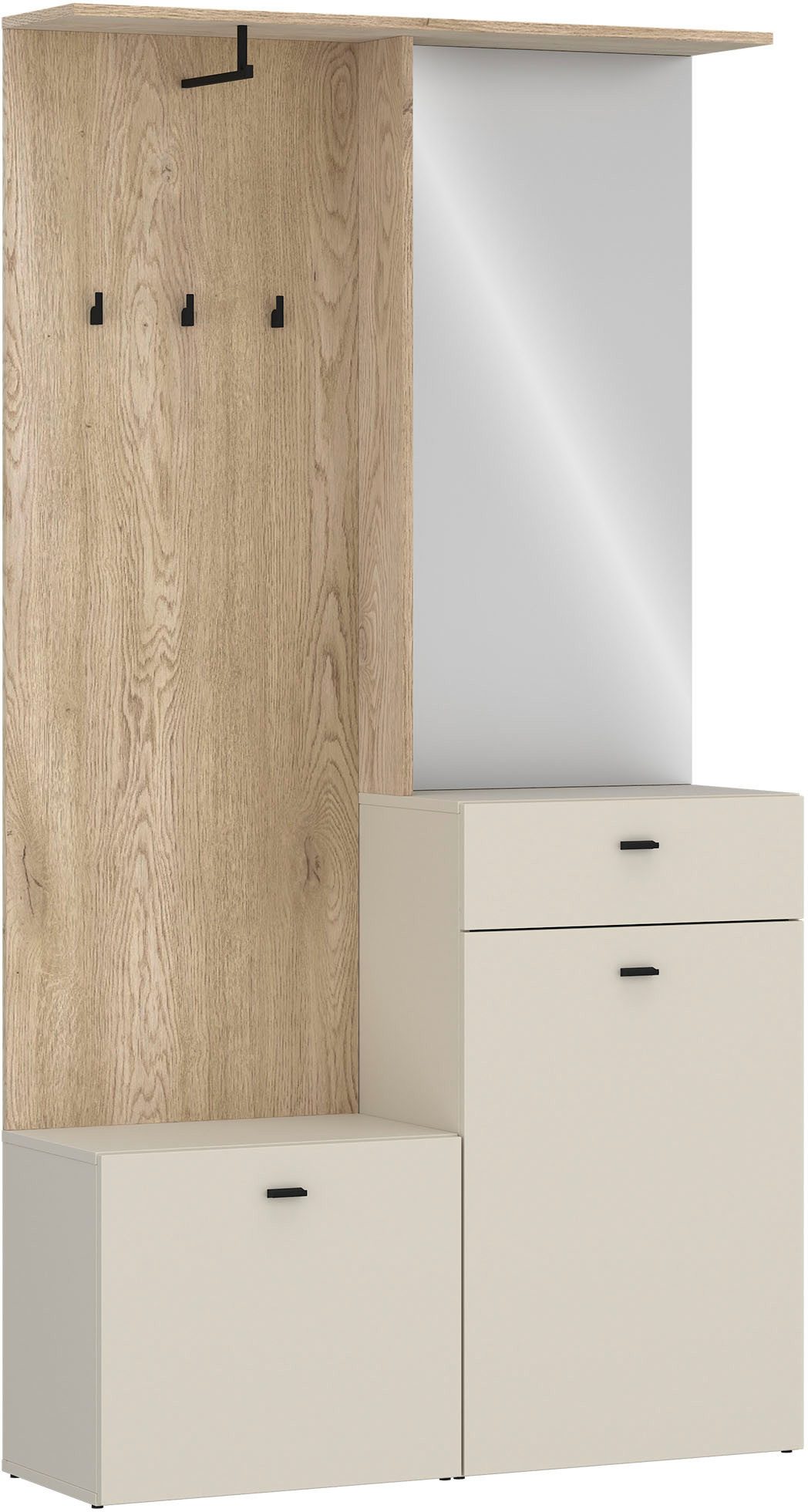 Home affaire Garderoben-Set ROMEA, Mit Spiegel, Schuhbank, Schuhkommode mit Schublade, Hutablage