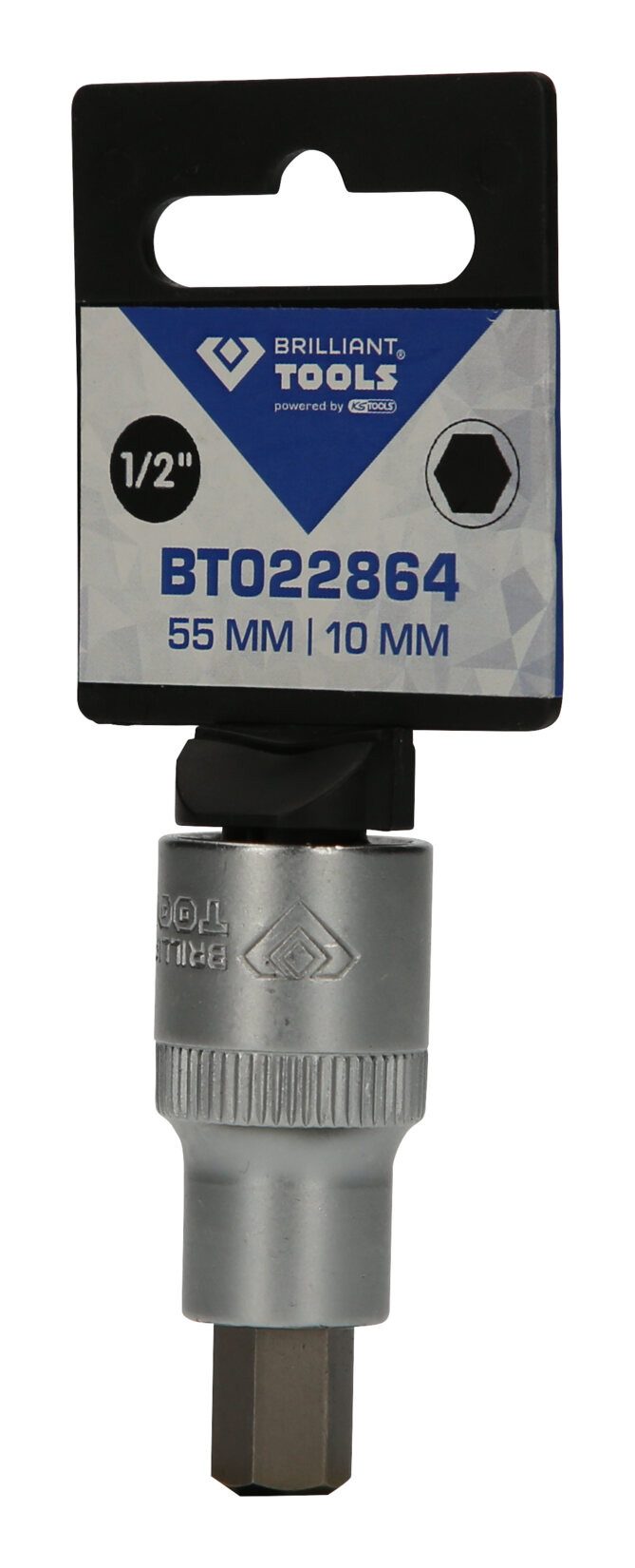 Brilliant Tools Sechskant-Bit, 1/2" Innensechskant Stecknuss, 55 mm lang, 10 mm