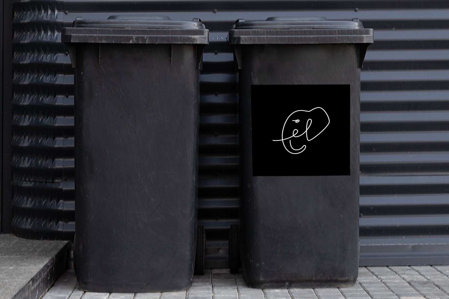 Mülleimer-aufkleber, - - MuchoWow Einfach Container, Abfalbehälter Elefant (1 St), - Wandsticker Mülltonne, Weiß Schwarz Sticker,