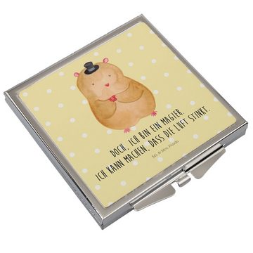 Mr. & Mrs. Panda Kosmetikspiegel Hamster Hut - Gelb Pastell - Geschenk, Zauberer, Tiere, Zylinder, Gut (1-St), Unwiderstehlicher Glanz