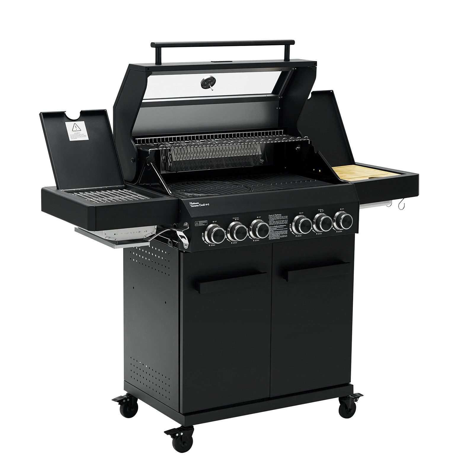 TAINO Gasgrill PLATINUM YAMARA DARK 4+2 + Haube, Spar-Set, Grillwagen, 4 Brenner, Sear-Zone, Heckbrenner, Edelstahl