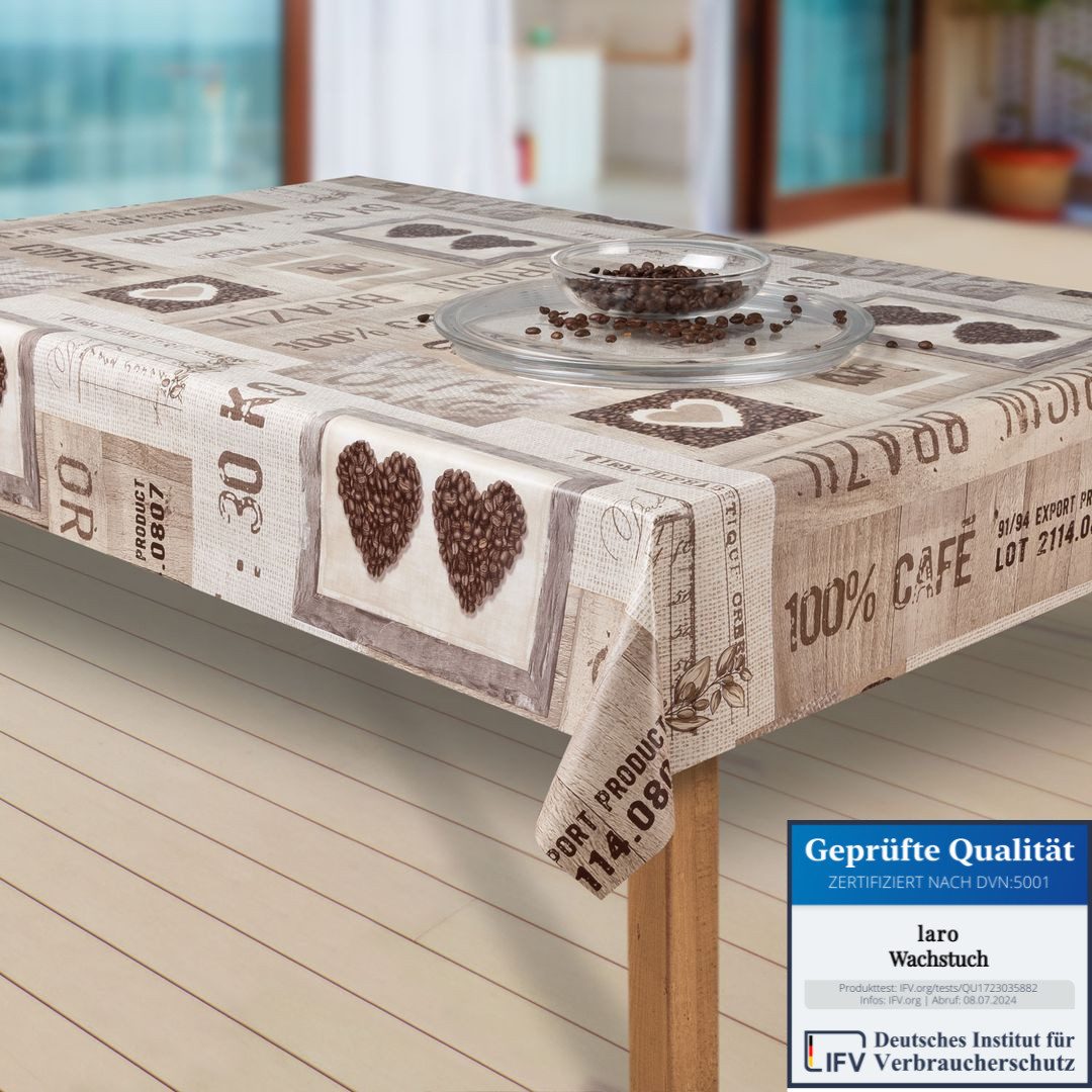 laro Tischdecke Wachstuch-Tischdecken Coffee Herzen braun rechteckig günstig online kaufen