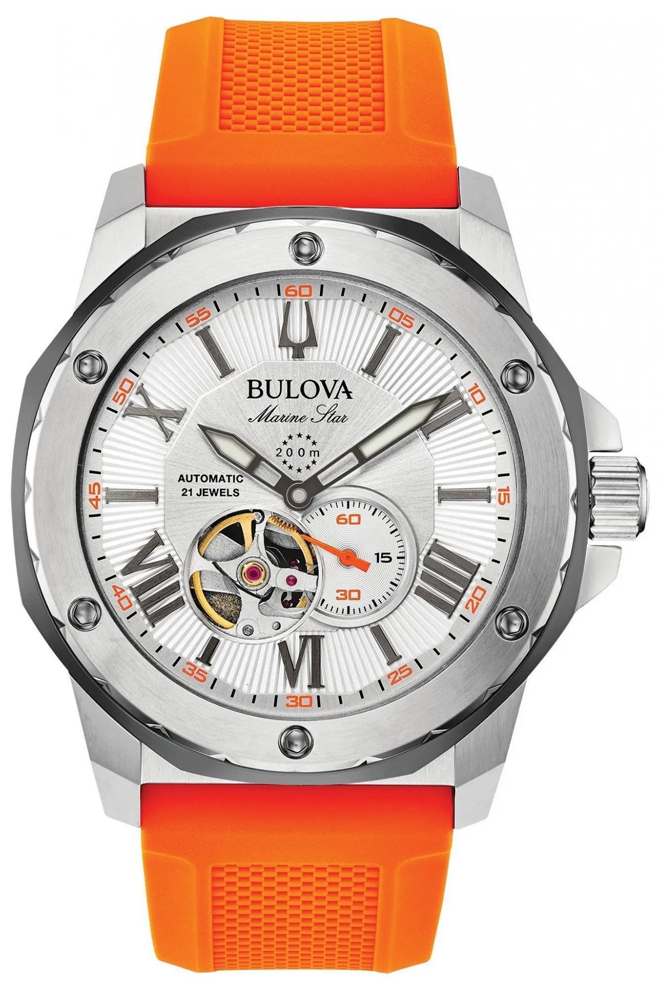 Bulova Taucheruhr für A Automatik Orange/Silberfarben