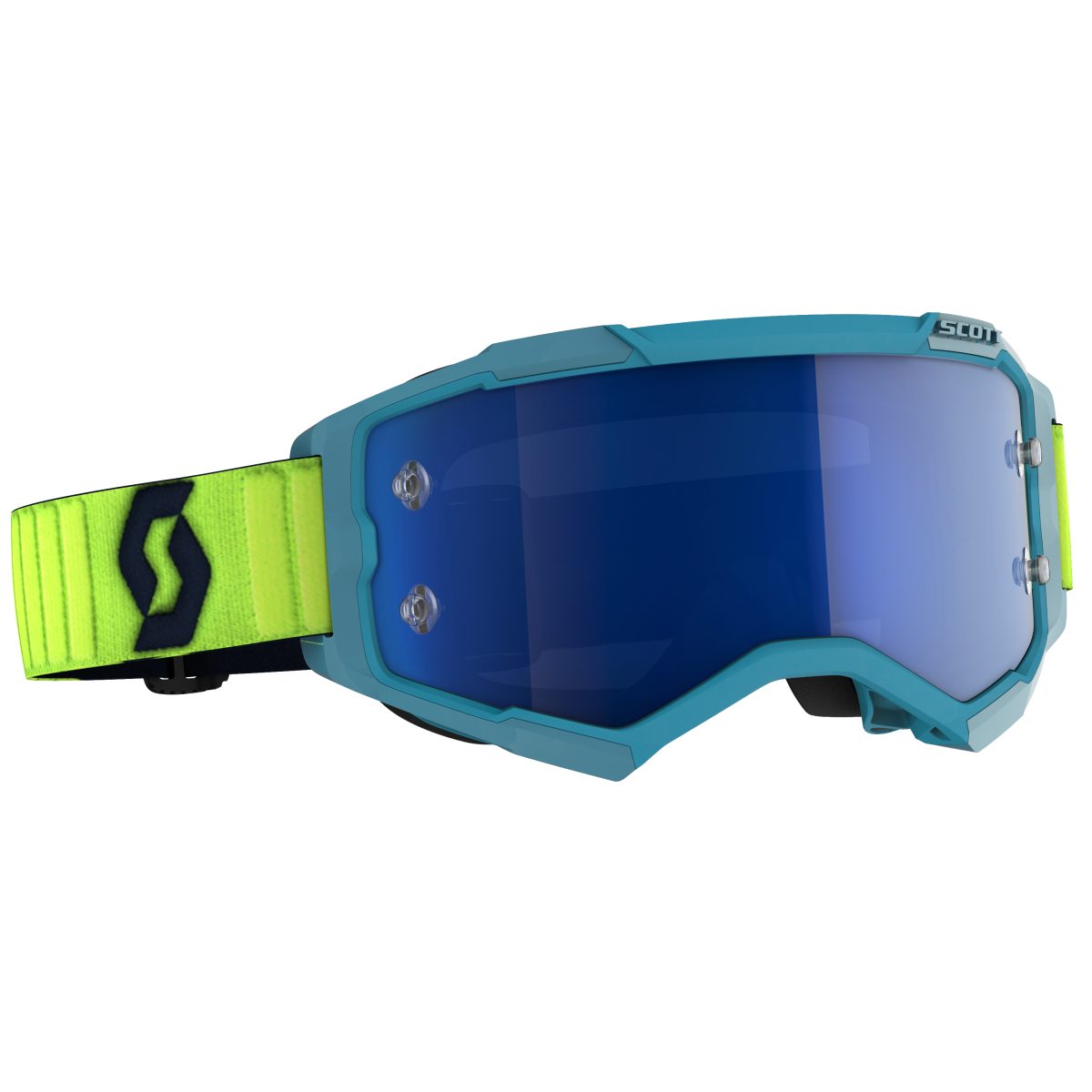 Scott Motorradhelm-Visier Scott Goggle Fury türkis / neon-gelb / electric blue chrome works