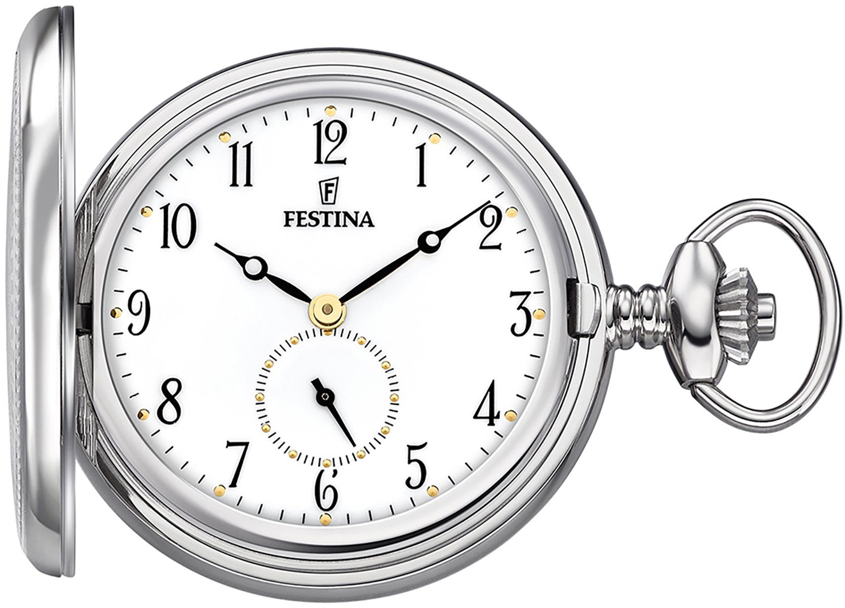 Festina Taschenuhr Festina Taschenuhr mit TU Kette Herrenuhr, (Analoguhr, Analoguhr), Herren Taschenuhr rund, groß (ca. 48mm), Edelstahlgehäuse, Elegant