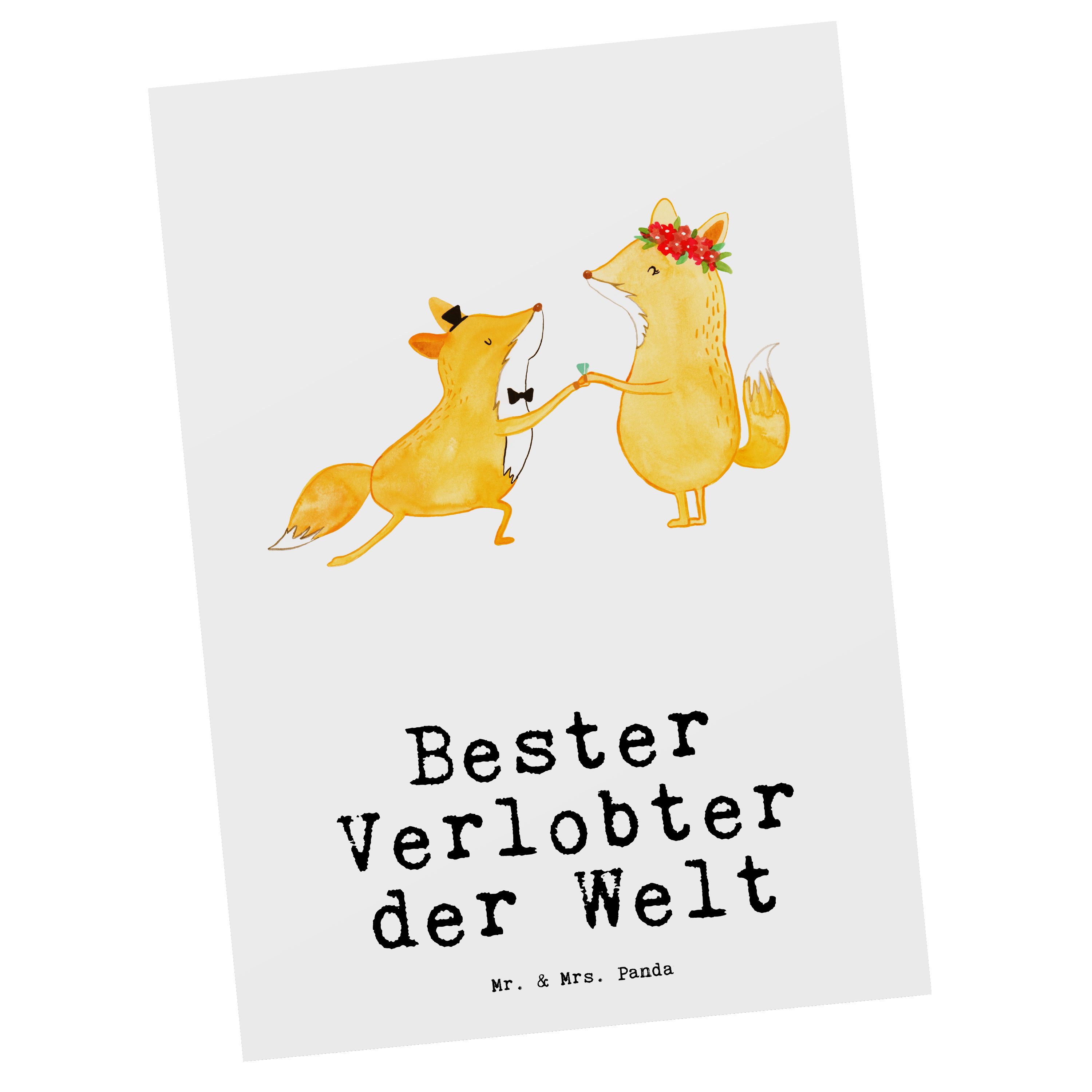 Einladung Verlobter Ansichtskarte, Fuchs Weiß Geburtstag, Postkarte Mrs. für, - Karte, Mr. der Panda & Geschenk, - Welt Bester Verlobung, Grußkarte, Geschenkkarte, Zukünftiger,