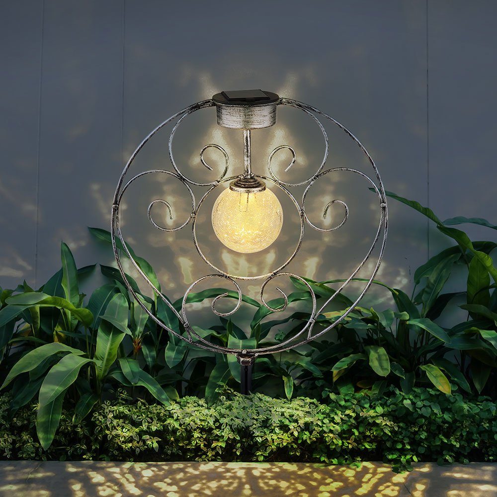 fest LED orientalische Glaskugel Warmweiß, Dekoleuchte LED-Leuchtmittel Gartenlampe Solarlampe verbaut, etc-shop Solarleuchte,