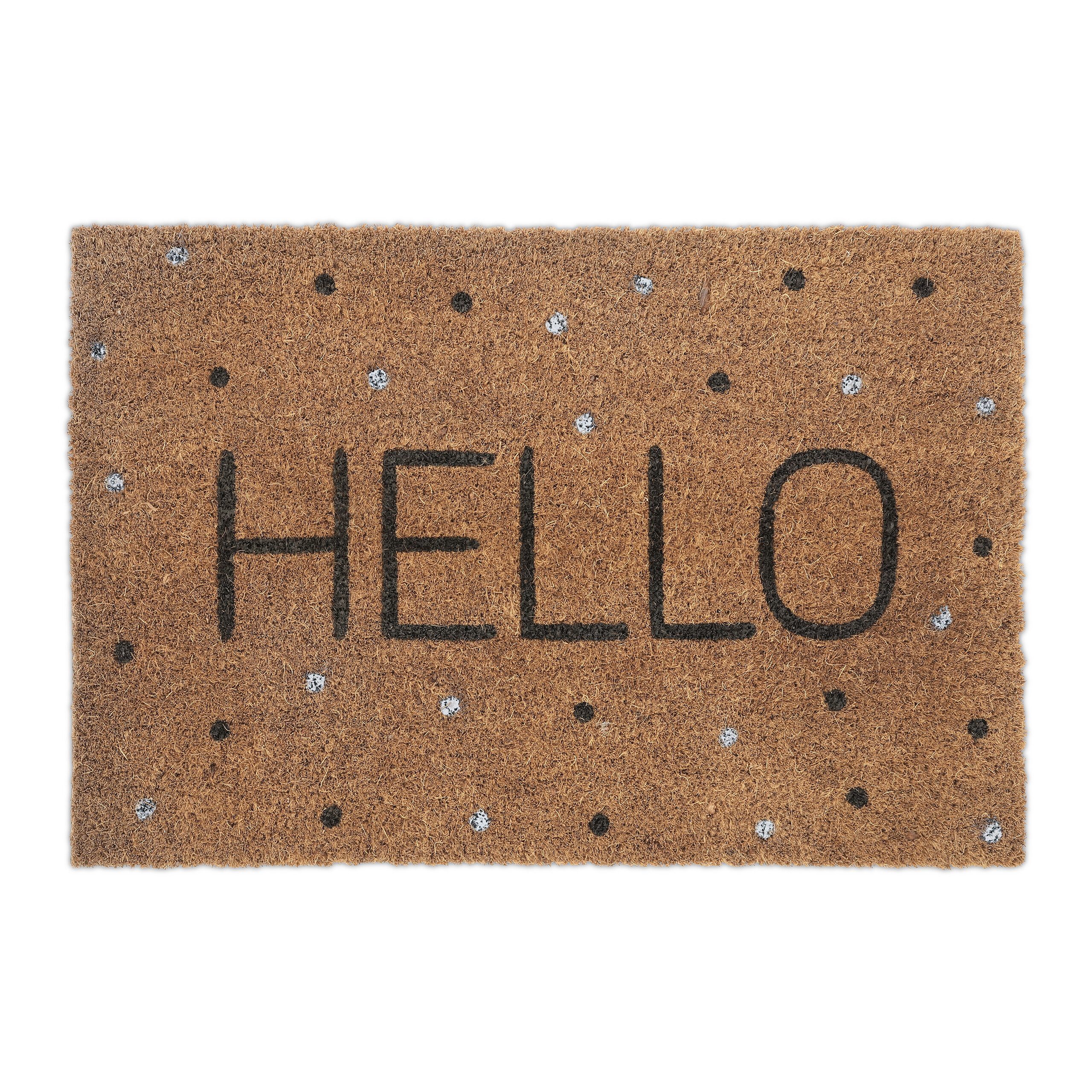 relaxdays Fußmatte Kokos Fußmatte Hello mit günstig online kaufen