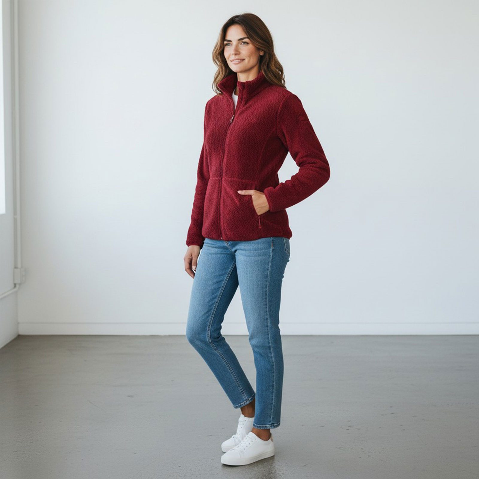 Blue Wave Fleecejacke Nele Damen Sherpafleecejacke Nele mit Stehkragen und Reißverschluss