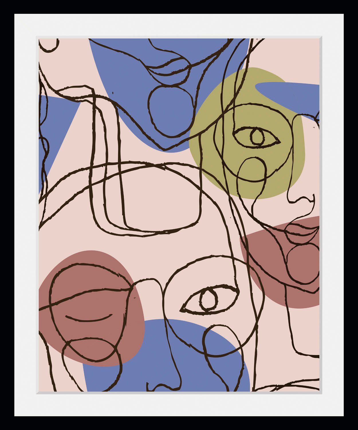 queence Bild Sarah, Abstrakt, Figuren, Frau, Gemälde, Gesicht (1 St), HD Premium Poster-Druck inkl. Holzrahmen