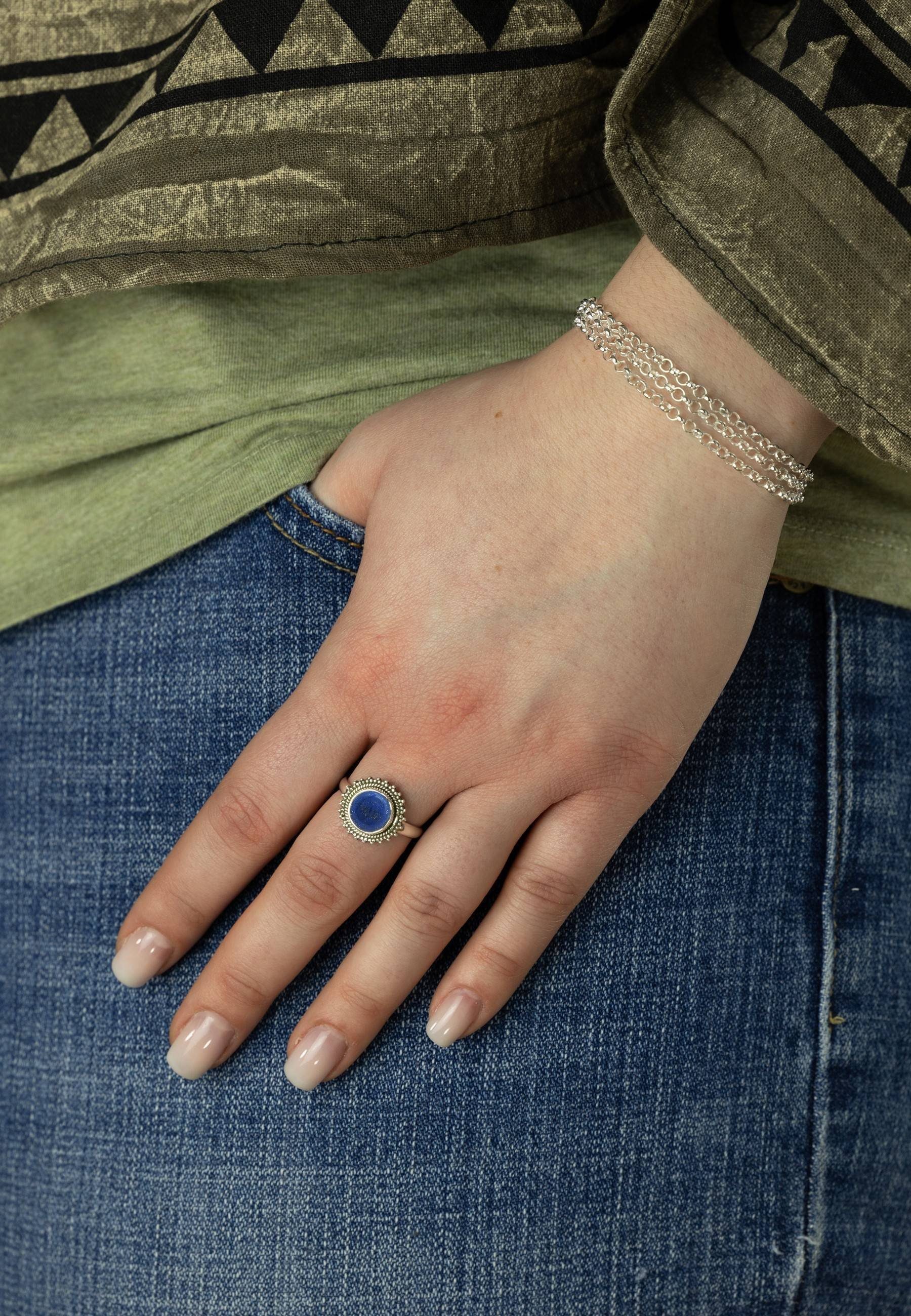 Silber) Lapis Lazuli (Schmuckset aus 925 mantraroma Silber 925er Schmuckset mit
