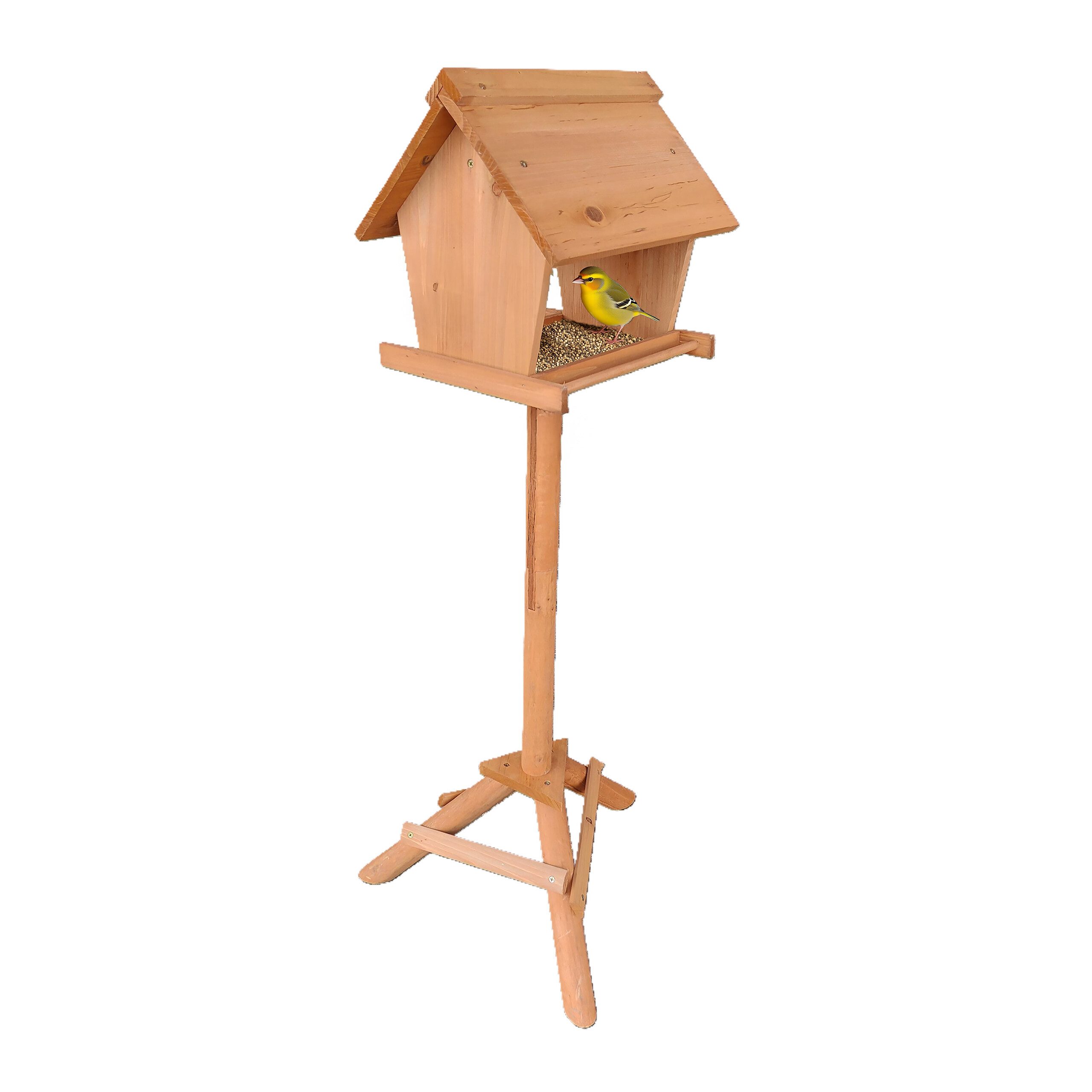 relaxdays Vogelhaus Vogelfutterhaus aus Tannenholz, orange günstig online kaufen