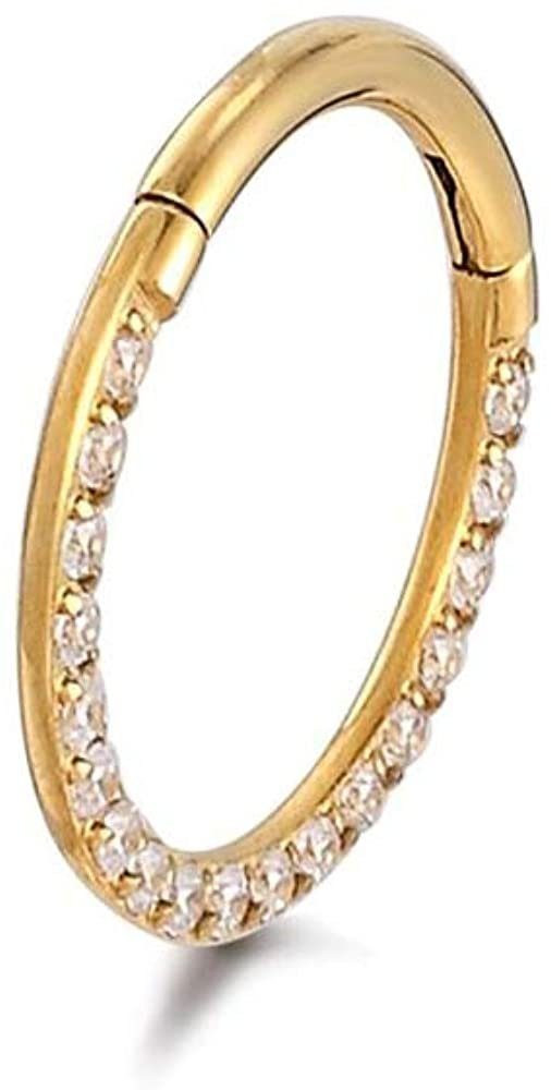 Piercing Zirkonia Karisma - Charnier/Conch 1,2mm Vergoldet Segmentring Clicker (Durchmesser) Titan Stärke Ring Ohrring Piercing-Set Hinged 6mm - G23 Septum
