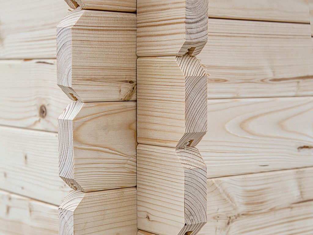 Woodtex Gartenhaus Gartenhaus Blockbohlenhaus CA2981 28 mm naturbelassen, BxT: 398x309 cm, 28 mm Wandstärke, Doppeltür mit Echtglas-Einsätzen