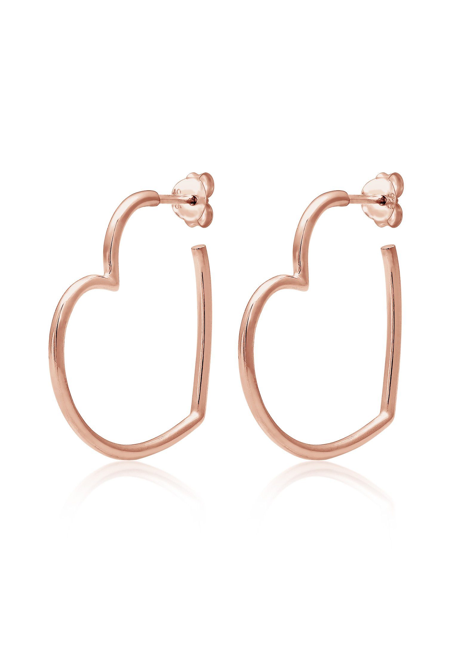 Elli Paar Creolen Creolen Herz Liebe Verspielt 925 Silber, Herz