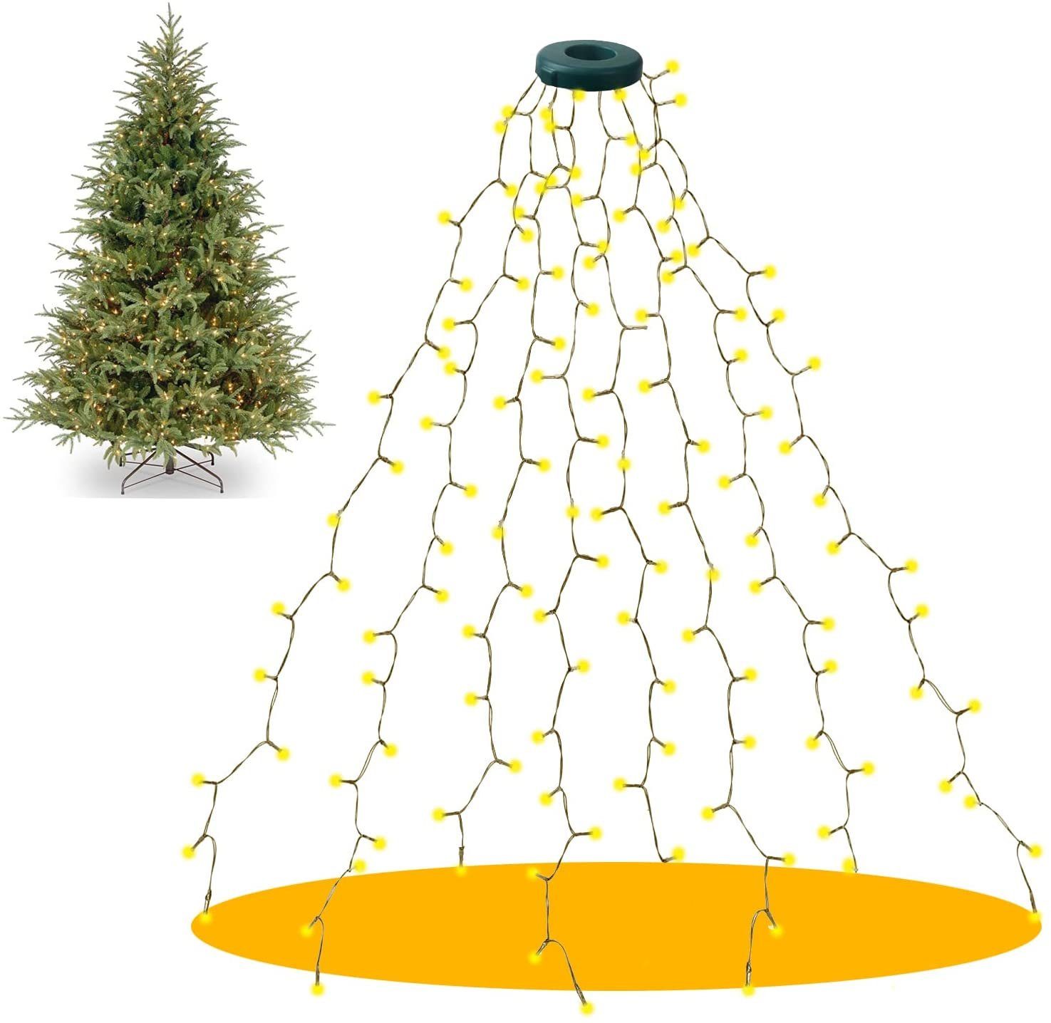 interGo LED-Baummantel »280 LEDs Weihnachtsbaum Lichterkette mit Ring«, 280  LEDs Weihnachtsbaum Lichterkette mit Ring Tannenbaum lichterkette für  150cm-240cm Baum