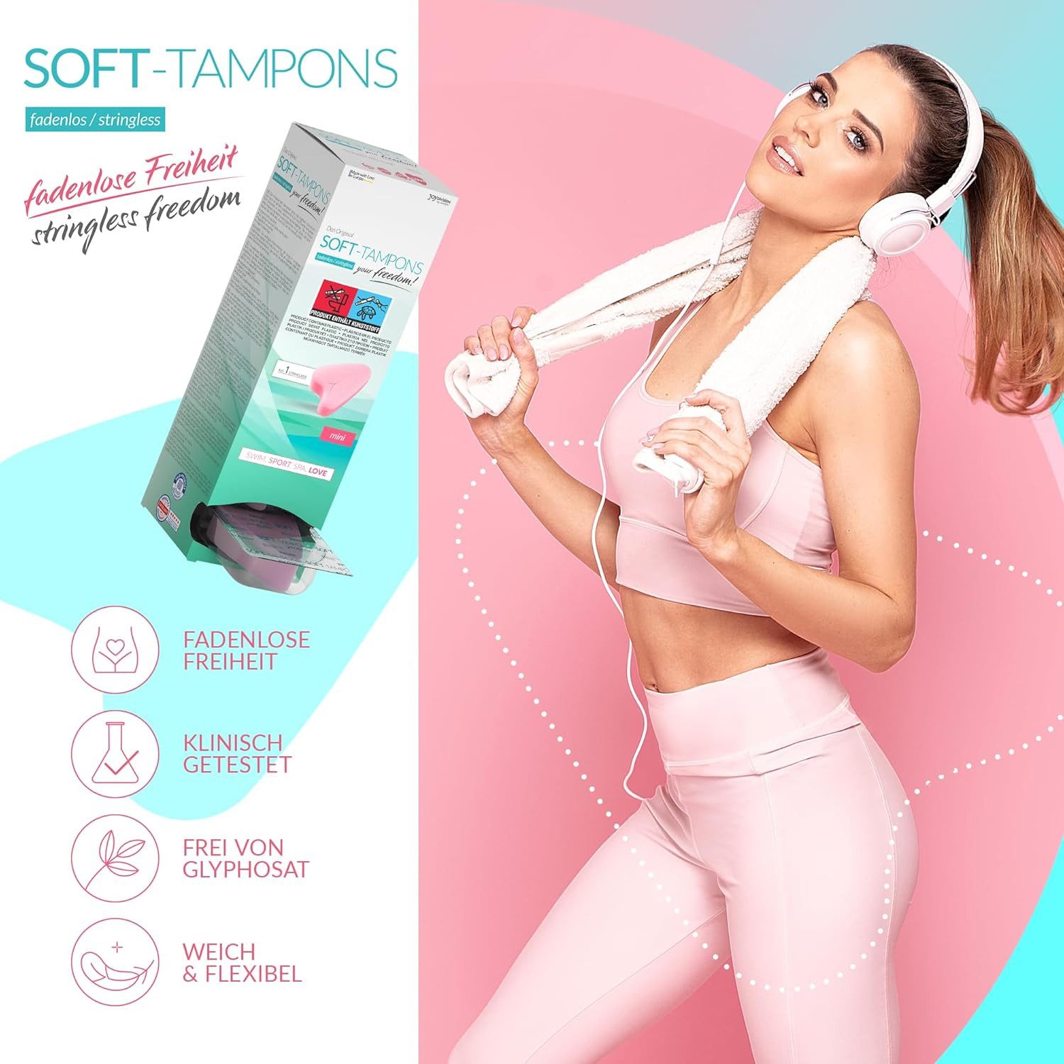JOYDIVISION Tampons das Original, Soft Tampons, Fadenlose Freiheit, Mini Gr., 10-St., ohne Rückholfaden für Alltag, Sport und Spa