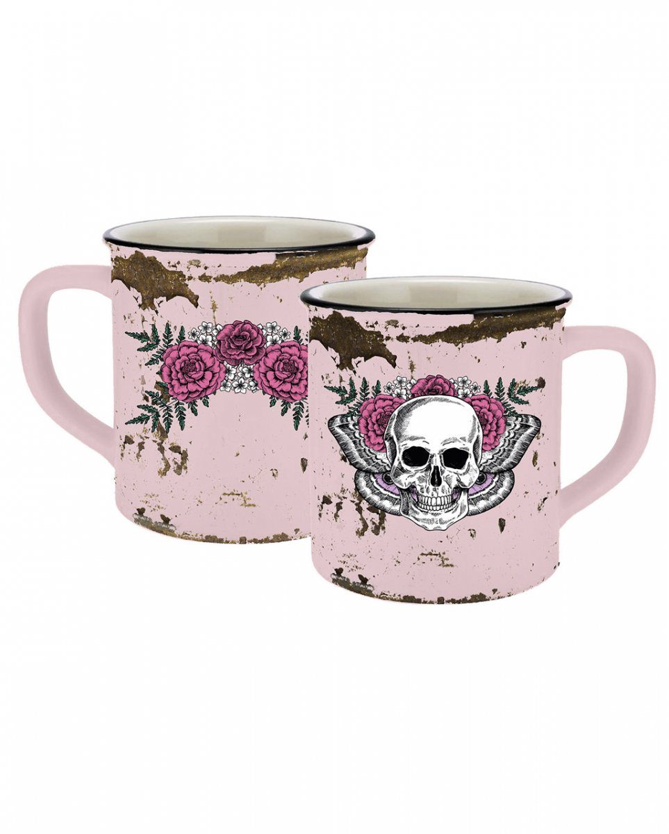 Geschirr-Set Skull Horror-Shop Lieblingstasse, Keramik Lady Totenkopf Rosa