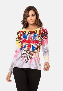 Cipo & Baxx Langarmshirt mit trendigen Glitzersteinchen