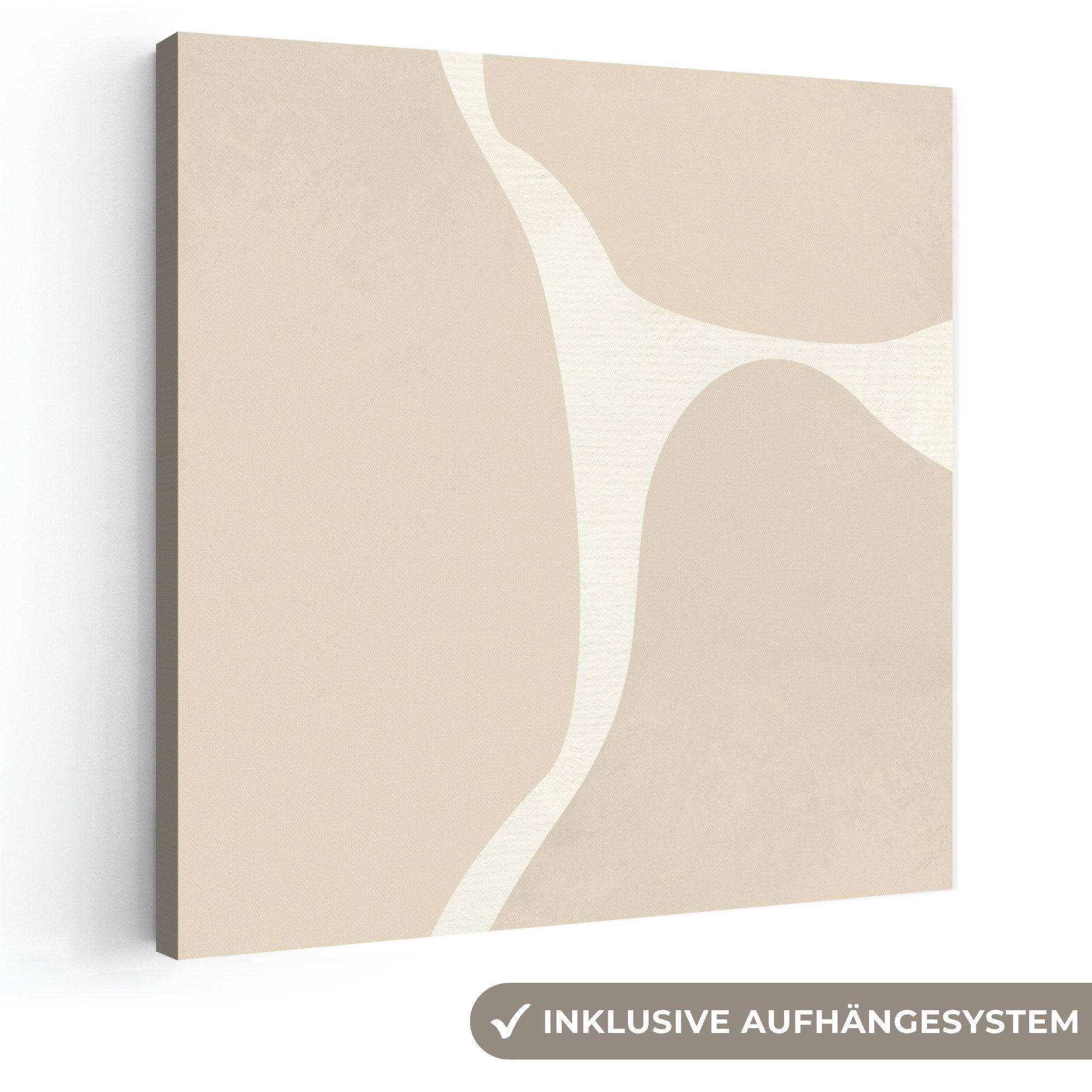 OneMillionCanvasses® Leinwandbild Abstrakt - Beige - Moderne Kunst, Fotodruck (1 St), Boho Style Deko Wand, Bohemian Wanddeko Bilder, 20x20 cm
