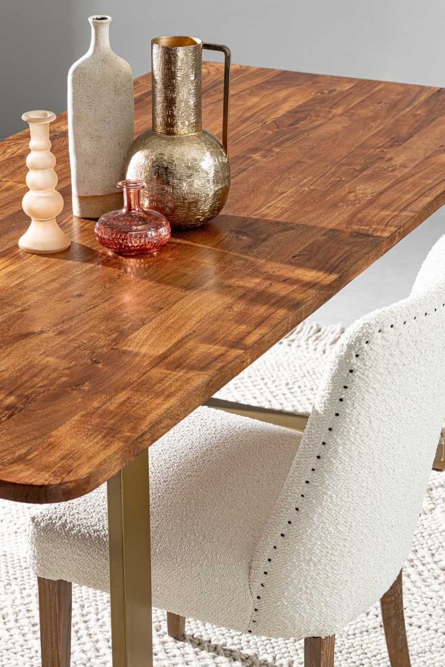 Bizzotto Stuhl Beatriz aus Bouclé-Stoff, Creme