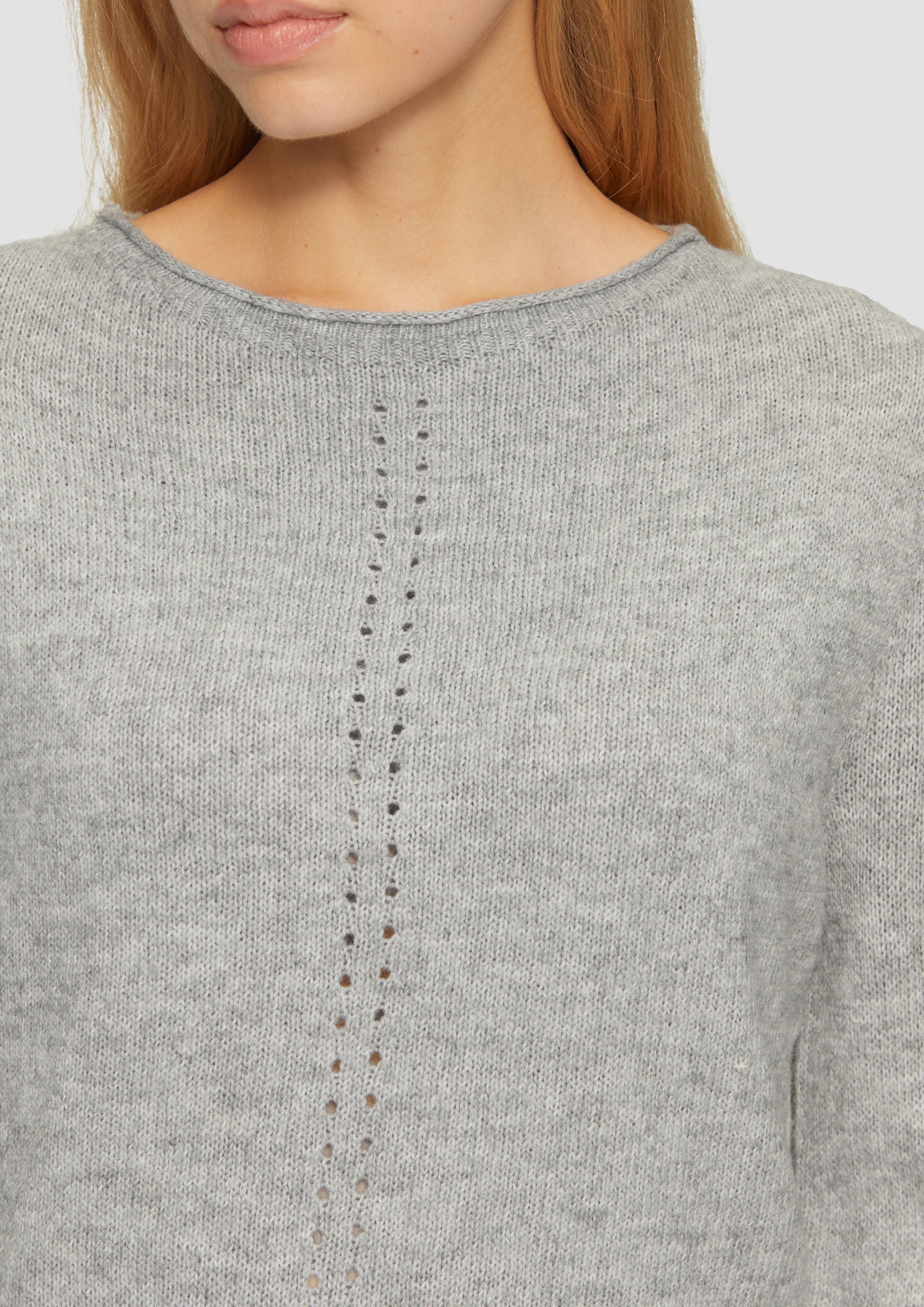 QS Strickpullover Weicher Strickpullover mit Ajour-Detail günstig online kaufen