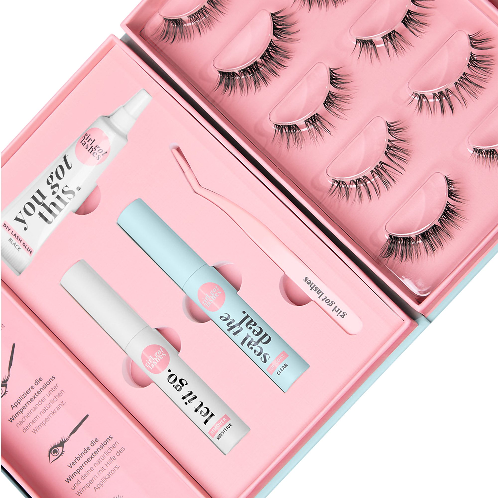 GirlGotLashes Bandwimpern Starter Set inkl. Wimpern, Kleber & Zubehör, großes Set, langanhaltender Halt für bis zu einer Woche