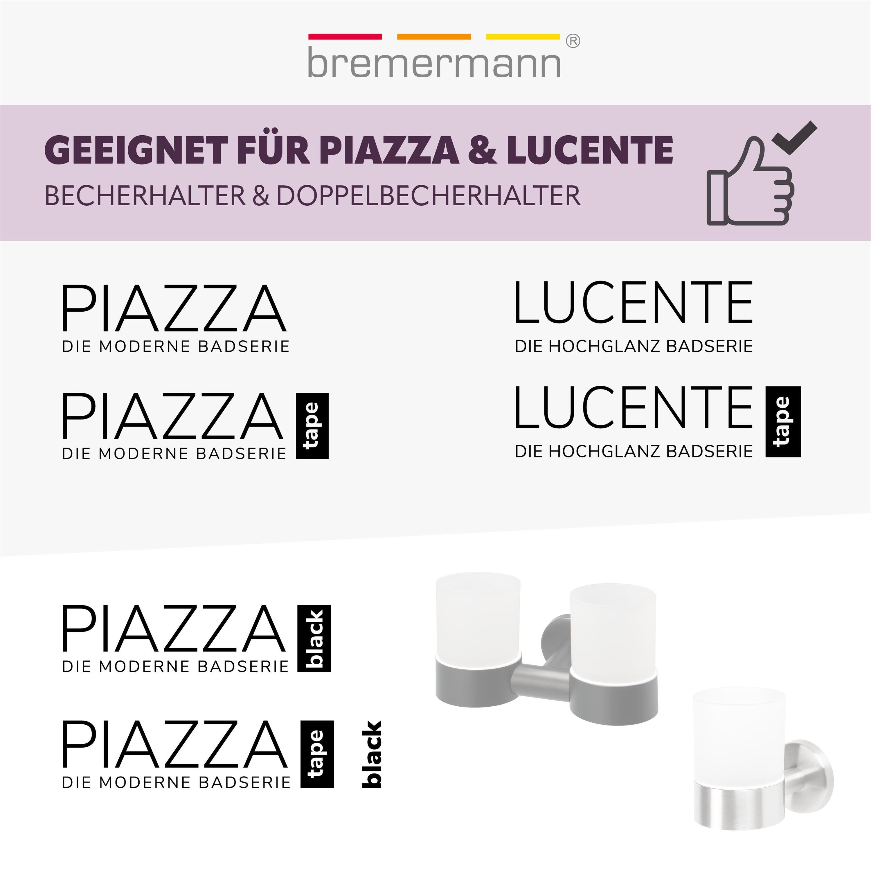 bremermann Zahnputzbecher Bad-Serie PIAZZA & LUCENTE - Glasbecher 2er Set, (2-St) – Bild 3 von 5