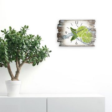 Kreative Feder Wanduhr Design-Wanduhr „Limette“ aus Holz im Shabby Style Design (ohne Ticken; flüsterleises Uhrwerk; außergewöhnlich, modern)