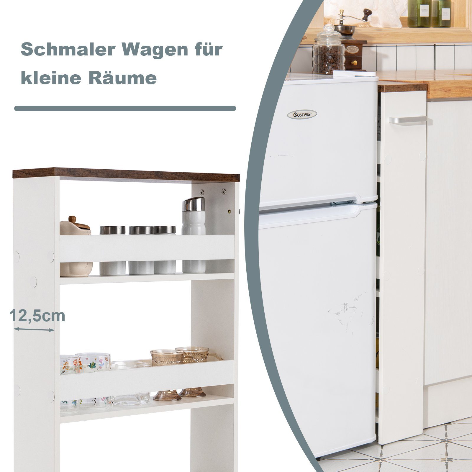 COSTWAY Küchenwagen, schmal, Nischenwagen 4 Ebenen, günstig online kaufen