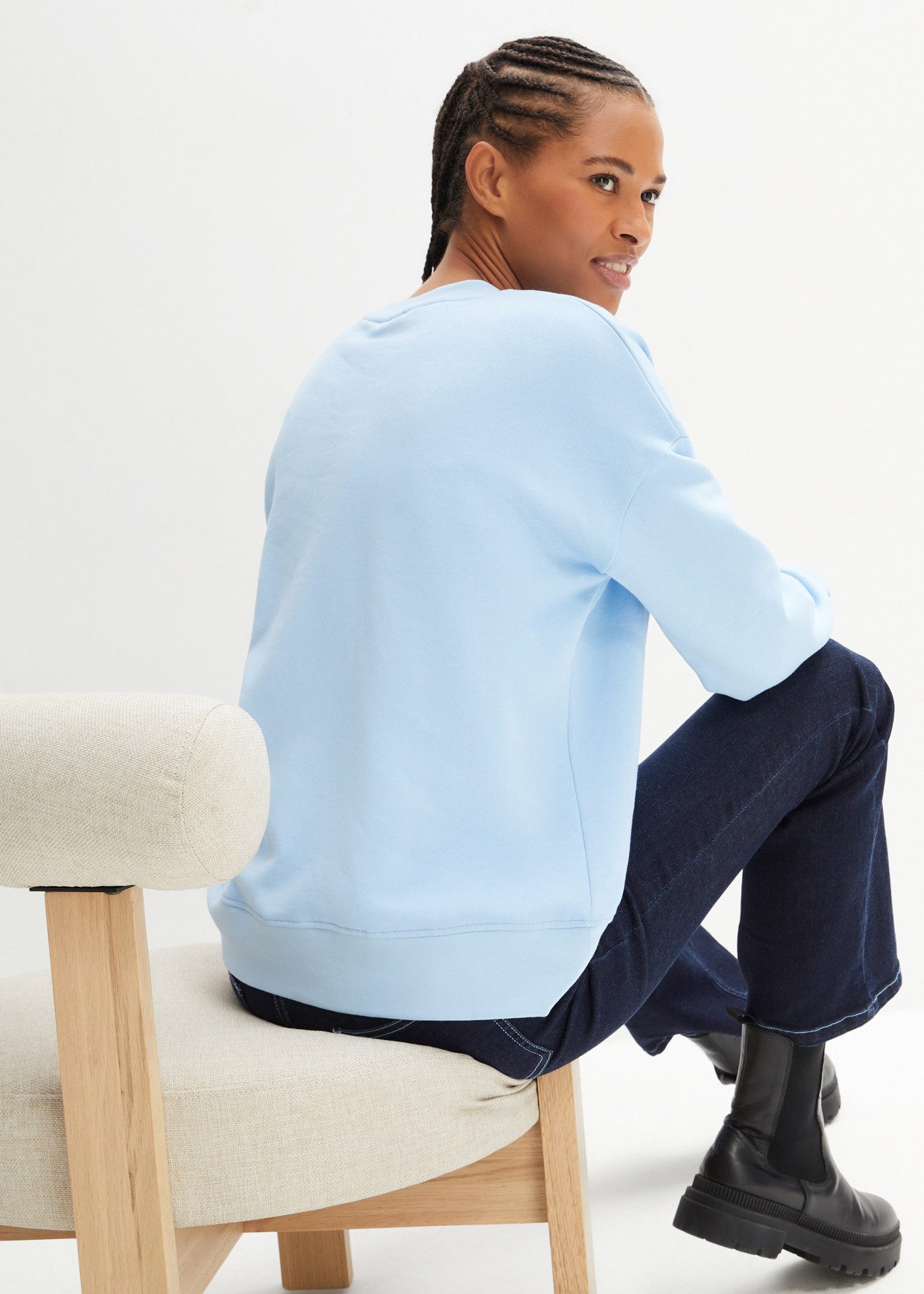 bonprix Sweatshirt Oversize-Passform, aus reiner Baumwolle, elastische Bündchen