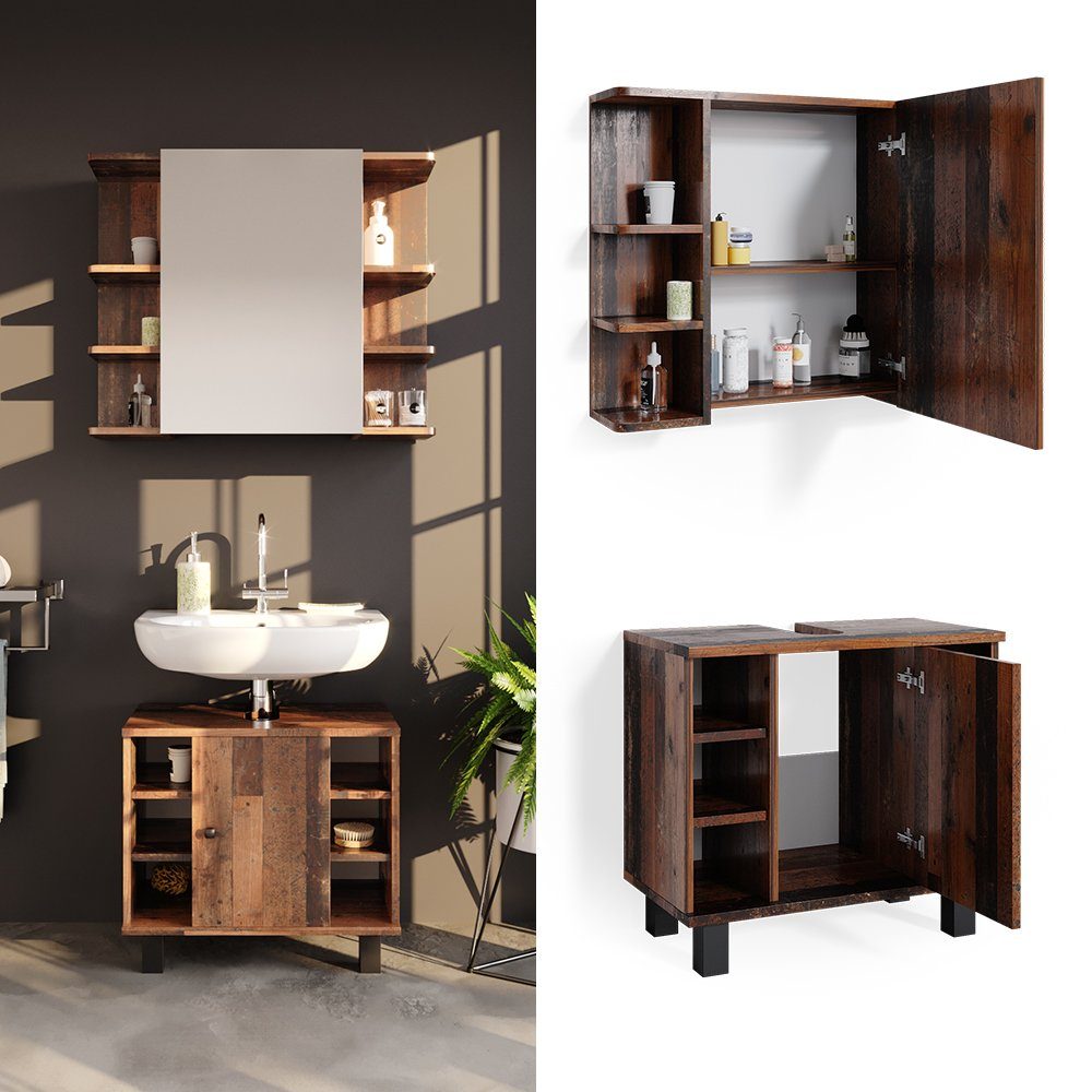Vicco Badmöbel-Set Fynn, Antikholz, 2 Teile, günstig online kaufen