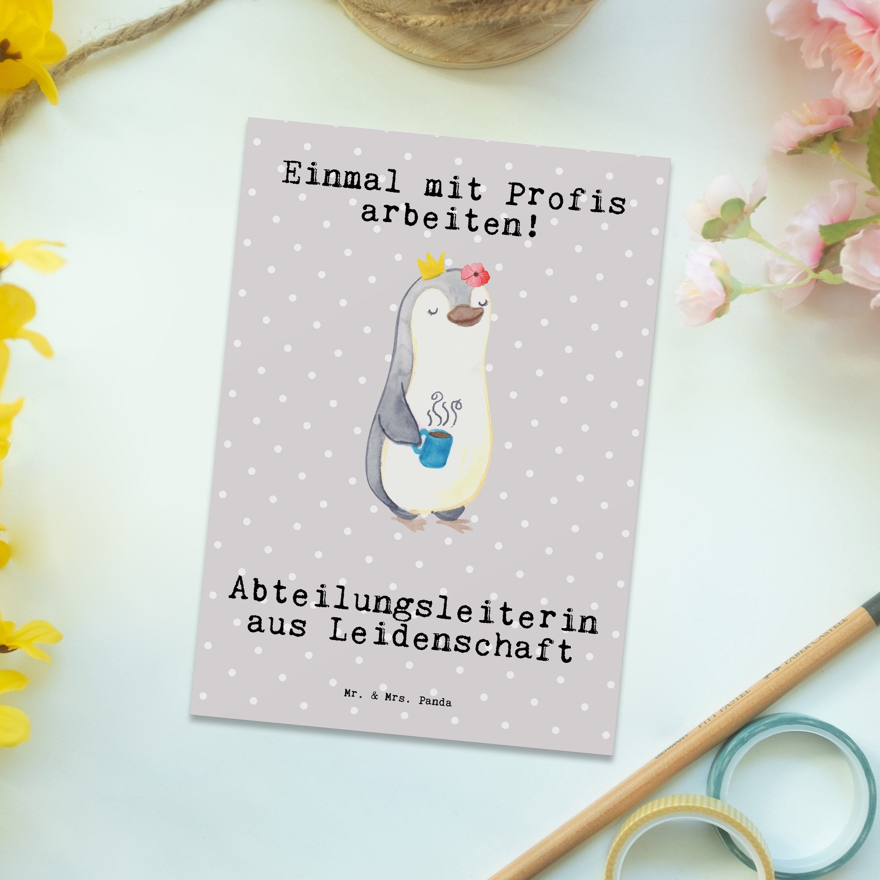 & Mrs. Abteilungsleiterin Kolleg - Leidenschaft Pastell Postkarte aus Mr. - Panda Geschenk, Grau