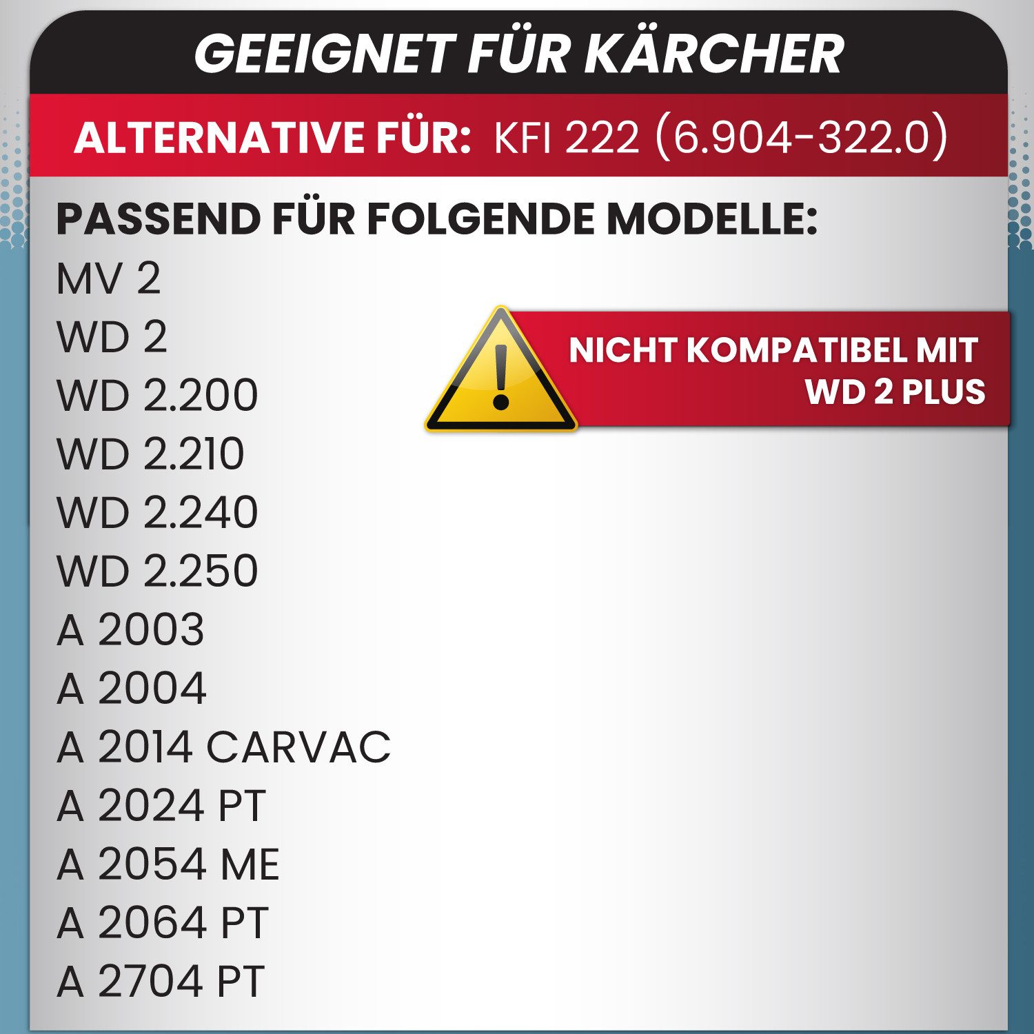 McFilter Staubsaugerbeutel (10 Stück) geeignet für Kärcher 6.904-322.0 Staubsauger, passend für MV2 WD2 A2003 A2004 WD2.200 WD2.210 WD2.240 WD2.250 und weitere Modelle, 10 St., Hohe Reißfestigkeit, Formstabile Deckscheibe, 2-lagig