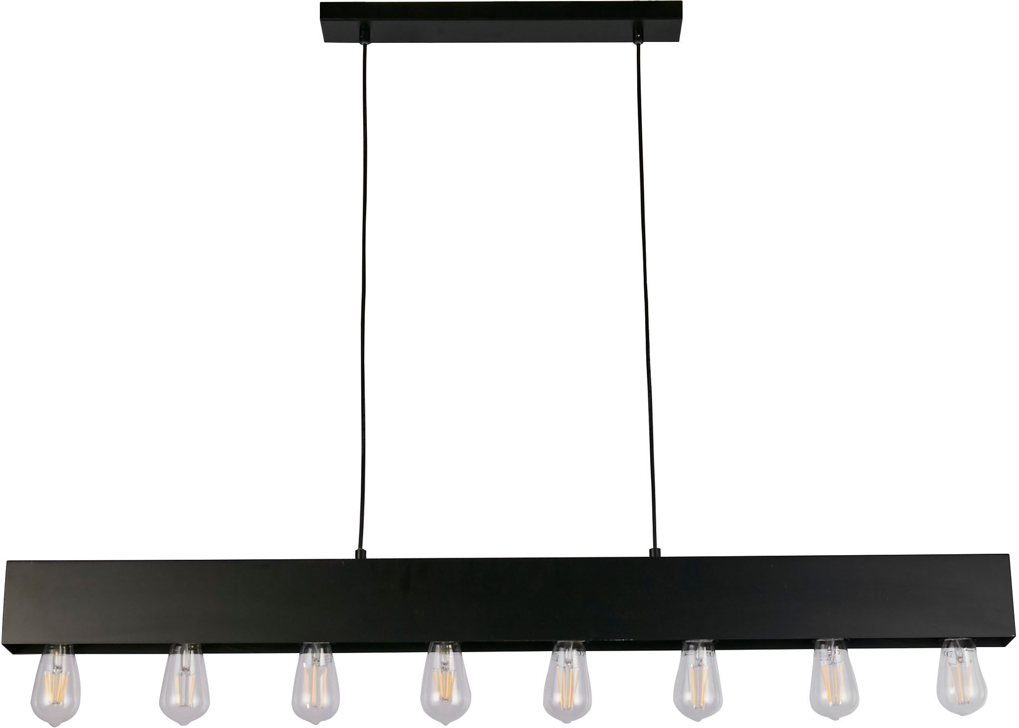 Searchlight Hängeleuchte Piano 8Lt Diner Bar Pendant - Matt Black Metal, Leuchtmittel wechselbar