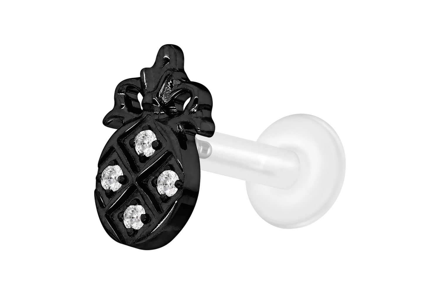PIERCINGLINE Piercing-Set PTFE Labret mit Innengewinde + Titan-Aufsatz KRISTALLANANAS (Labrets, 1-tlg)