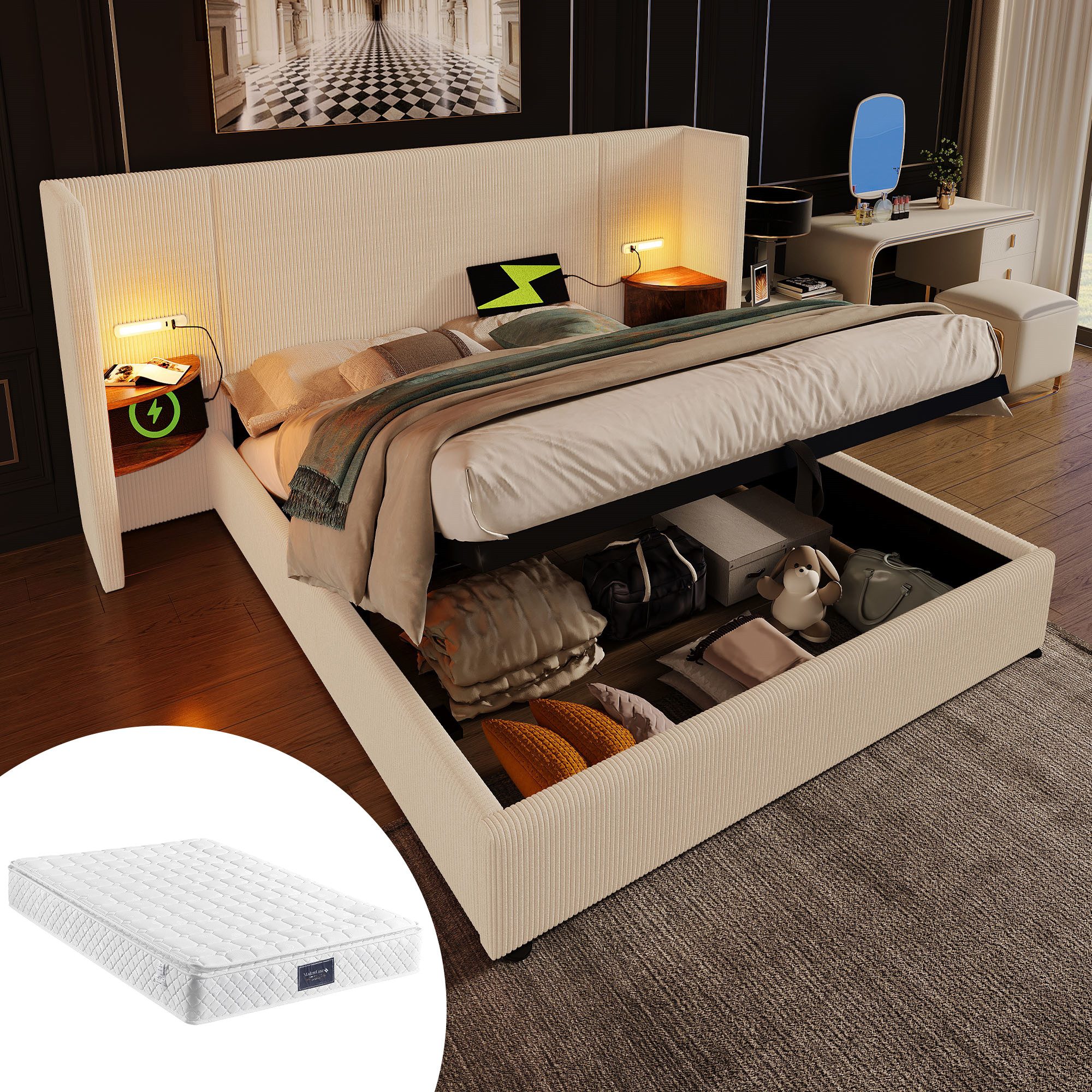 HAUSS SPOLE Polsterbett 160×200 mit Nachttisch, günstig online kaufen