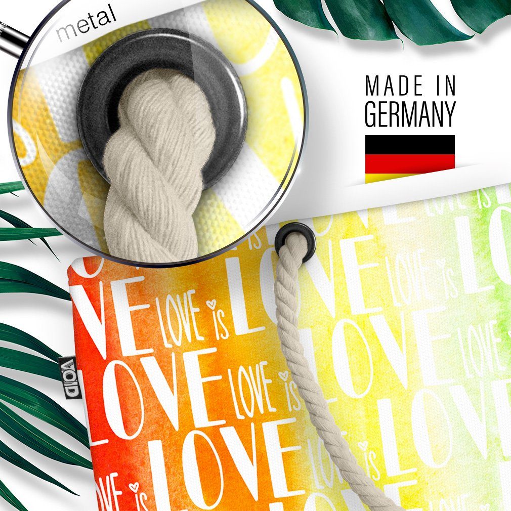 VOID Strandtasche (1-tlg), Love is Muster flag Regenbogen Gay parade Liebe Schrift Love cl pride