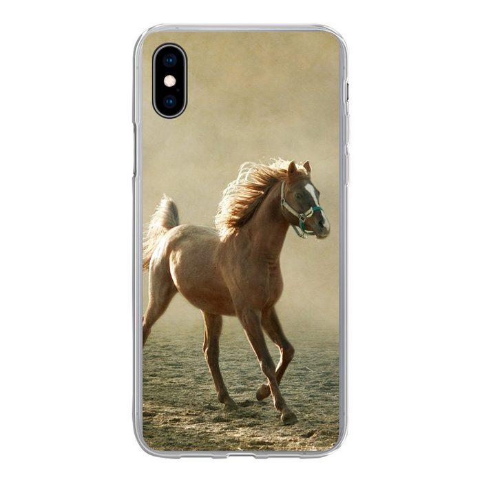 MuchoWow Handyhülle Pferd - Sand - Nebel Handyhülle Apple iPhone Xs Max Smartphone-Bumper Print Handy