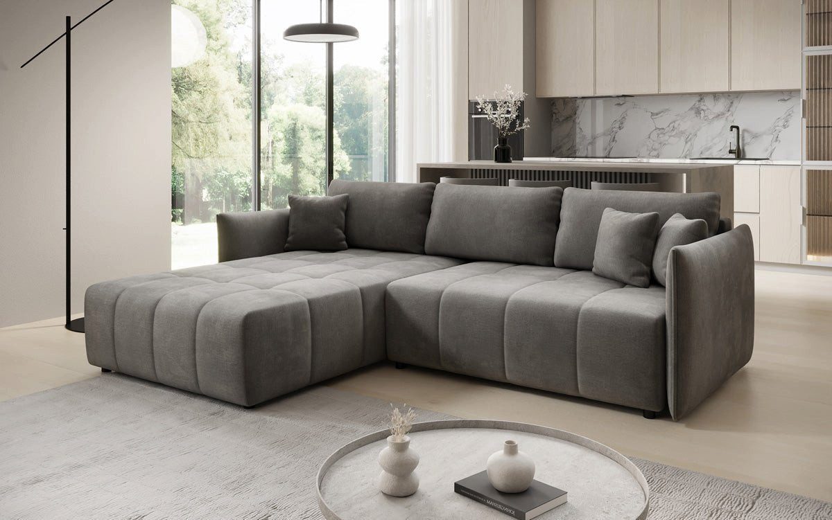 Luxusbetten24 Schlafsofa Designer Sofa Velaro L in Samt, mit Stauraum und Schlaffunktion