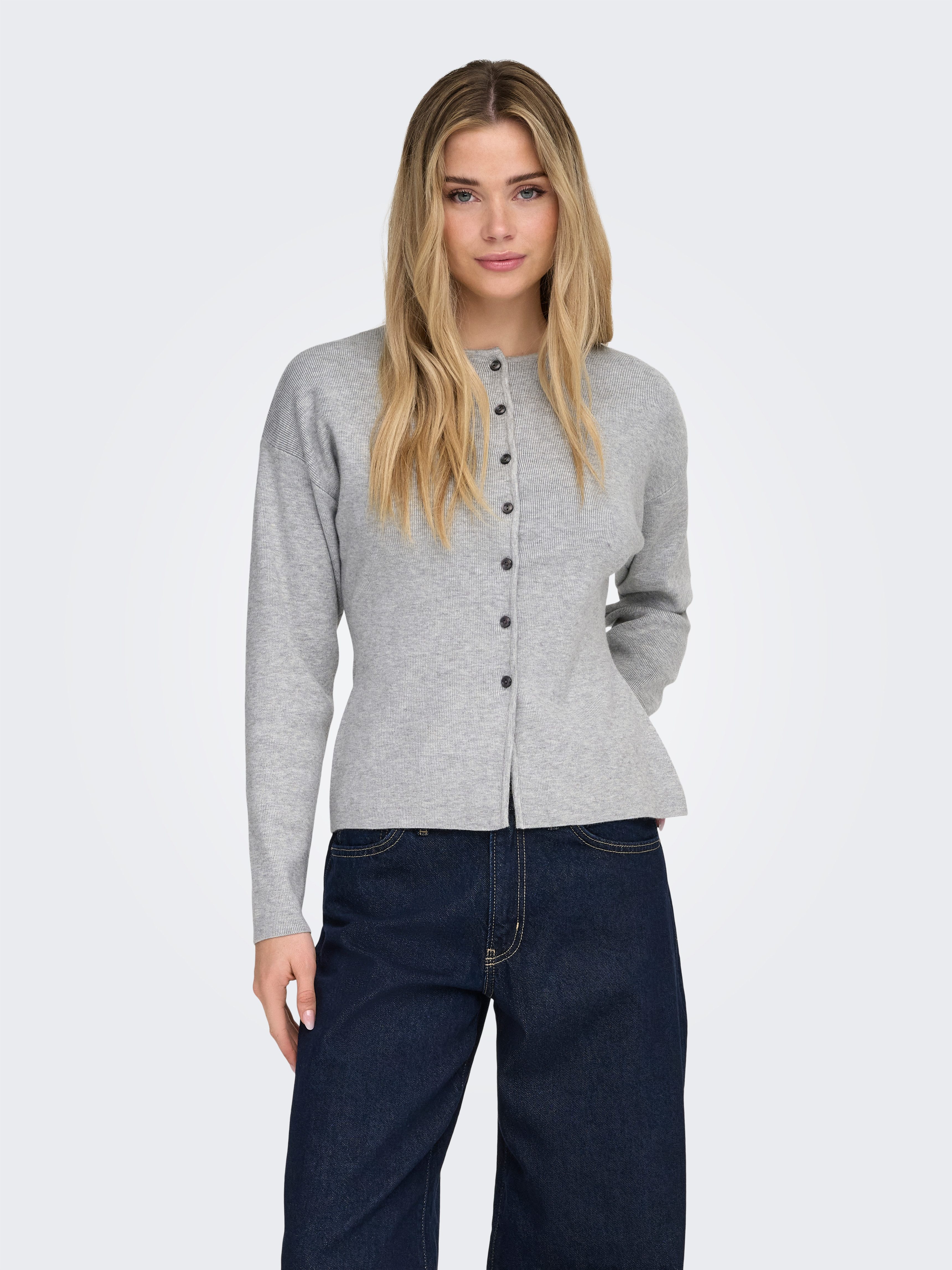 ONLY Strickjacke ONLLUCY LS O-NECK CARDIGAN EX KNT Materialmix, regular fit, Rundhals