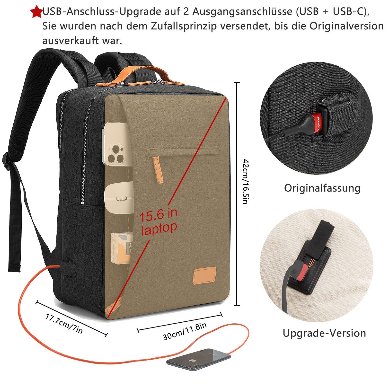 OKWISH Laptoprucksack Business Rucksäcke Schulrucksack Wasserbeständig günstig online kaufen