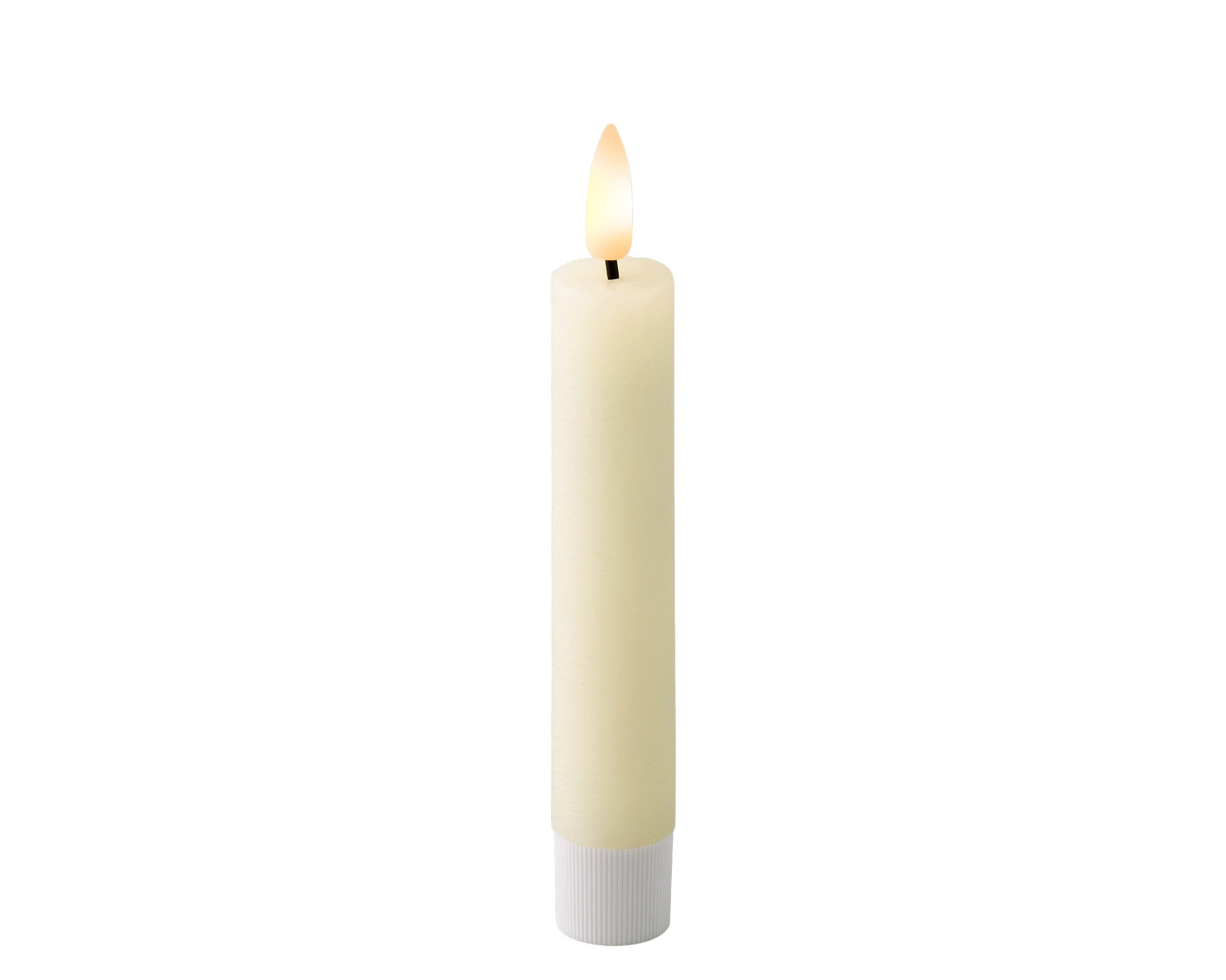 Lumineo LED-Kerze, Timer, warmweiß, LED Kerzen 14,5cm mit Timer Wachs 2 Stück Creme / Warmweiß