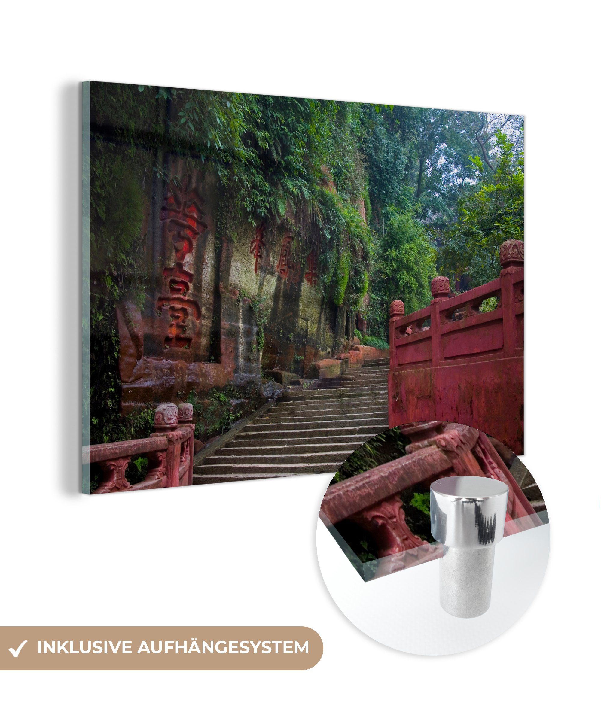 MuchoWow Acrylglasbild Pfad zum Großen Buddha von Leshan, (1 St), Acrylglasbilder Wohnzimmer & Schlafzimmer