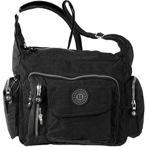 BAG STREET Schultertasche Bag Street Damenhandtasche Schultertasche (Schultertasche), Schultertasche Nylon, schwarz ca. 30cm x ca. 22cm